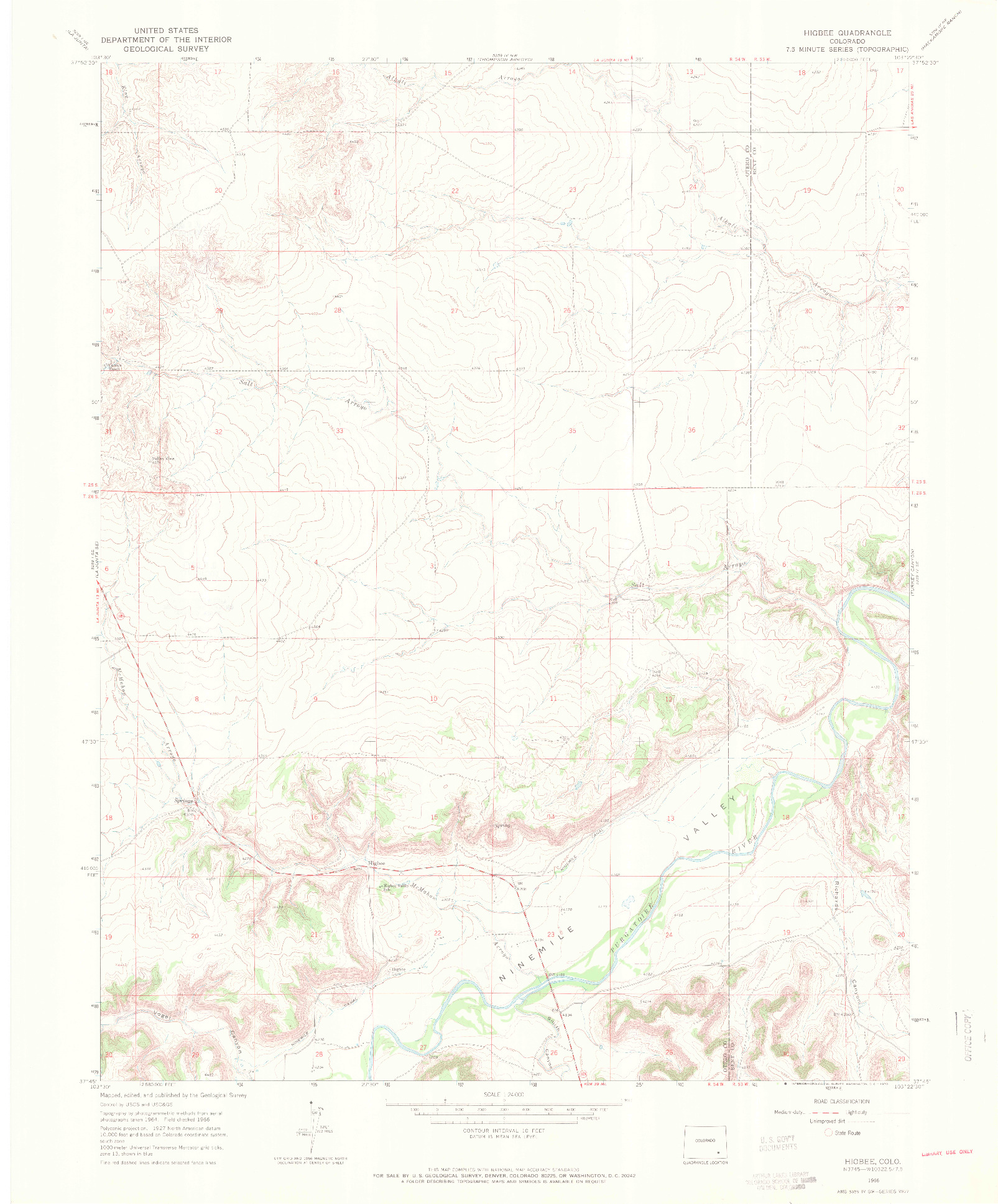 USGS 1:24000-SCALE QUADRANGLE FOR HIGBEE, CO 1966