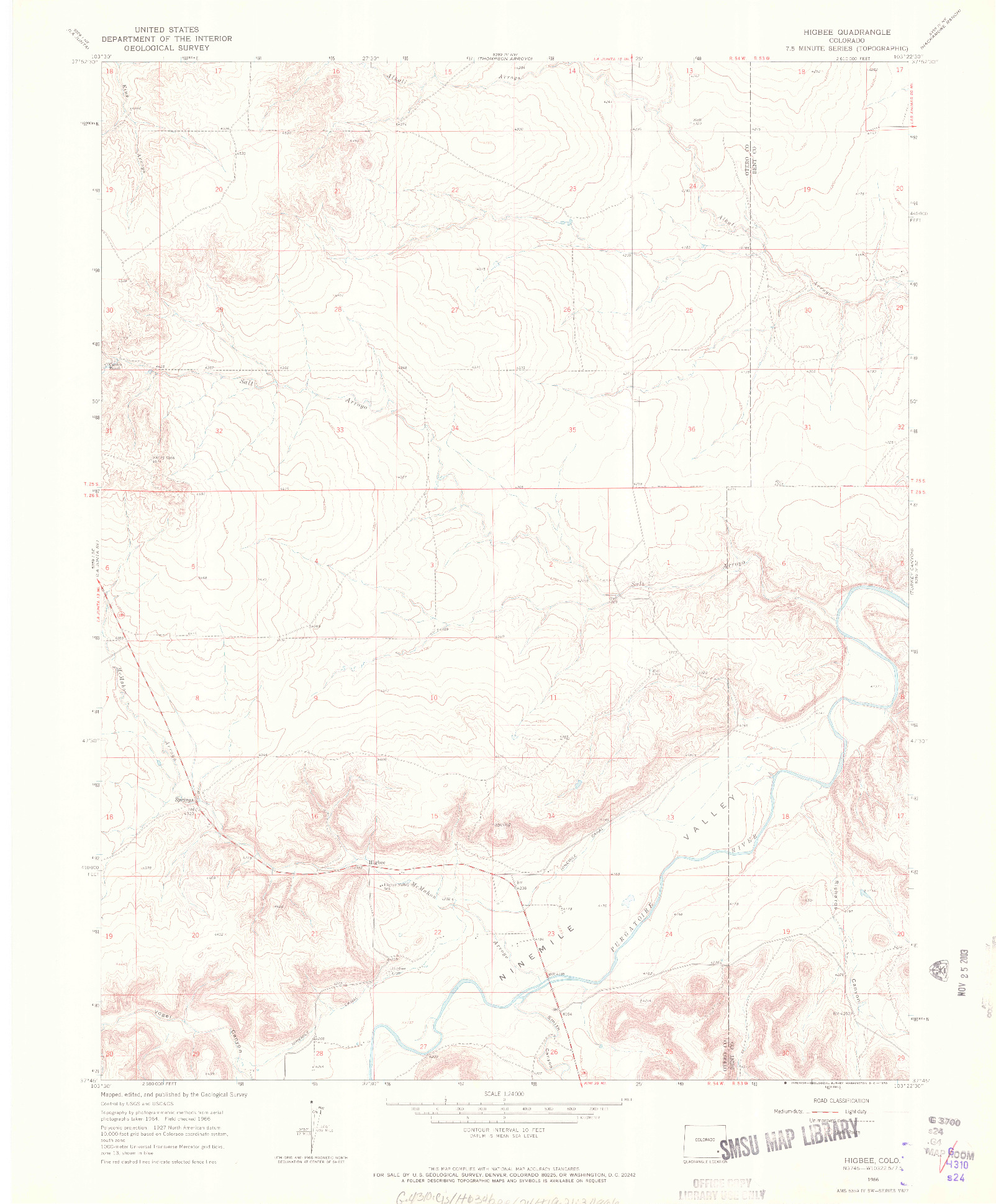 USGS 1:24000-SCALE QUADRANGLE FOR HIGBEE, CO 1966