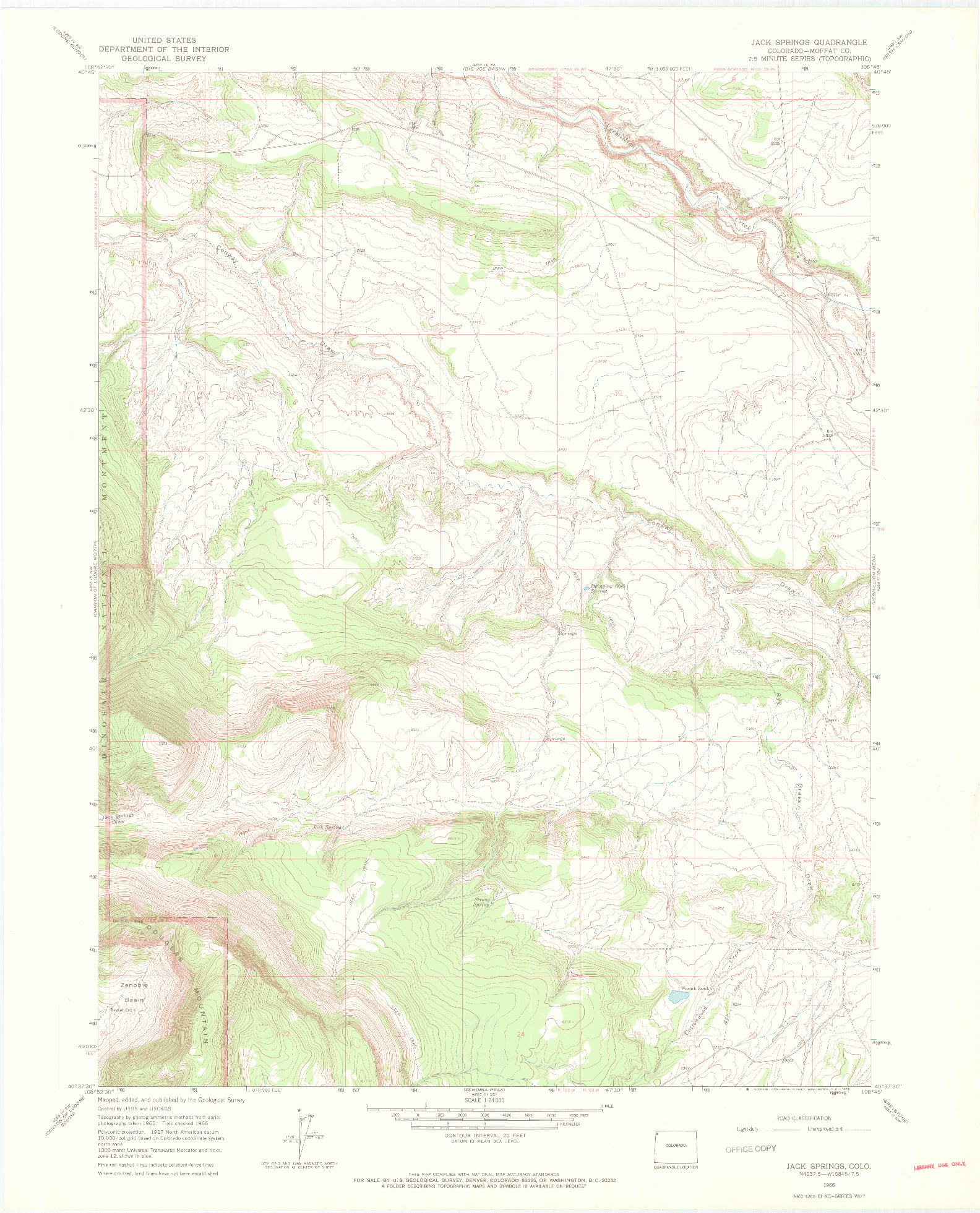 USGS 1:24000-SCALE QUADRANGLE FOR JACK SPRINGS, CO 1966