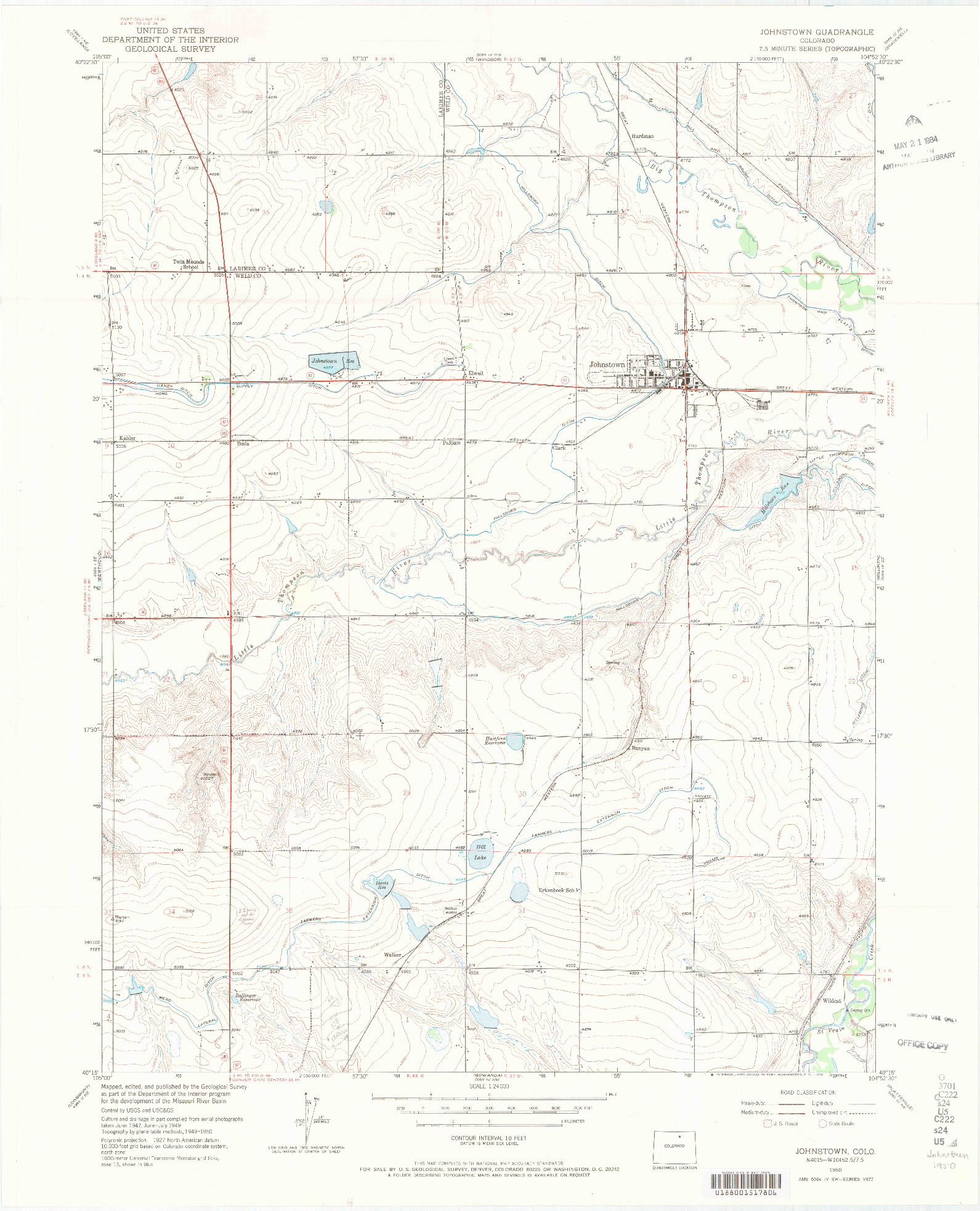 USGS 1:24000-SCALE QUADRANGLE FOR JOHNSTOWN, CO 1950