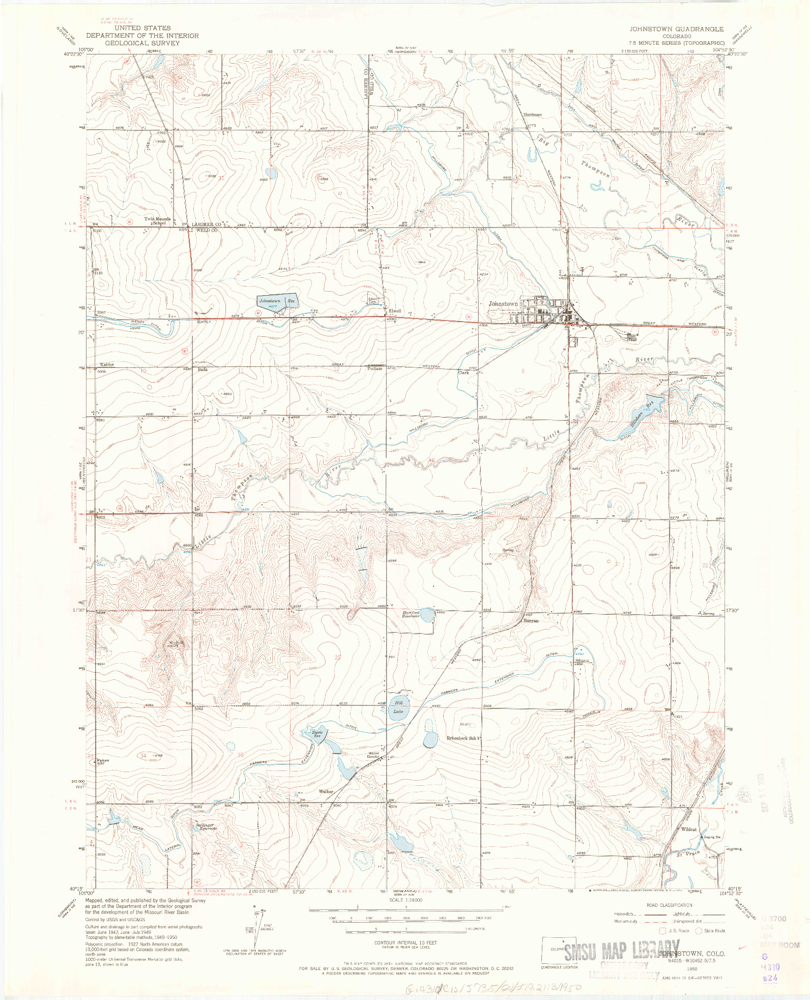 USGS 1:24000-SCALE QUADRANGLE FOR JOHNSTOWN, CO 1950