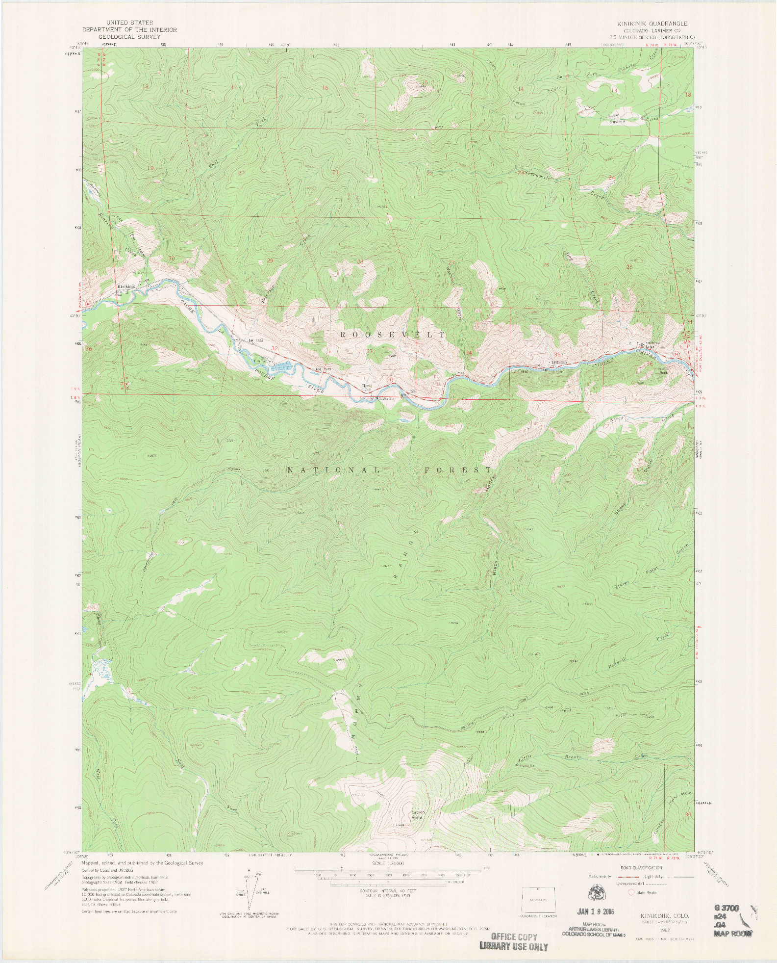 USGS 1:24000-SCALE QUADRANGLE FOR KINIKINIK, CO 1962