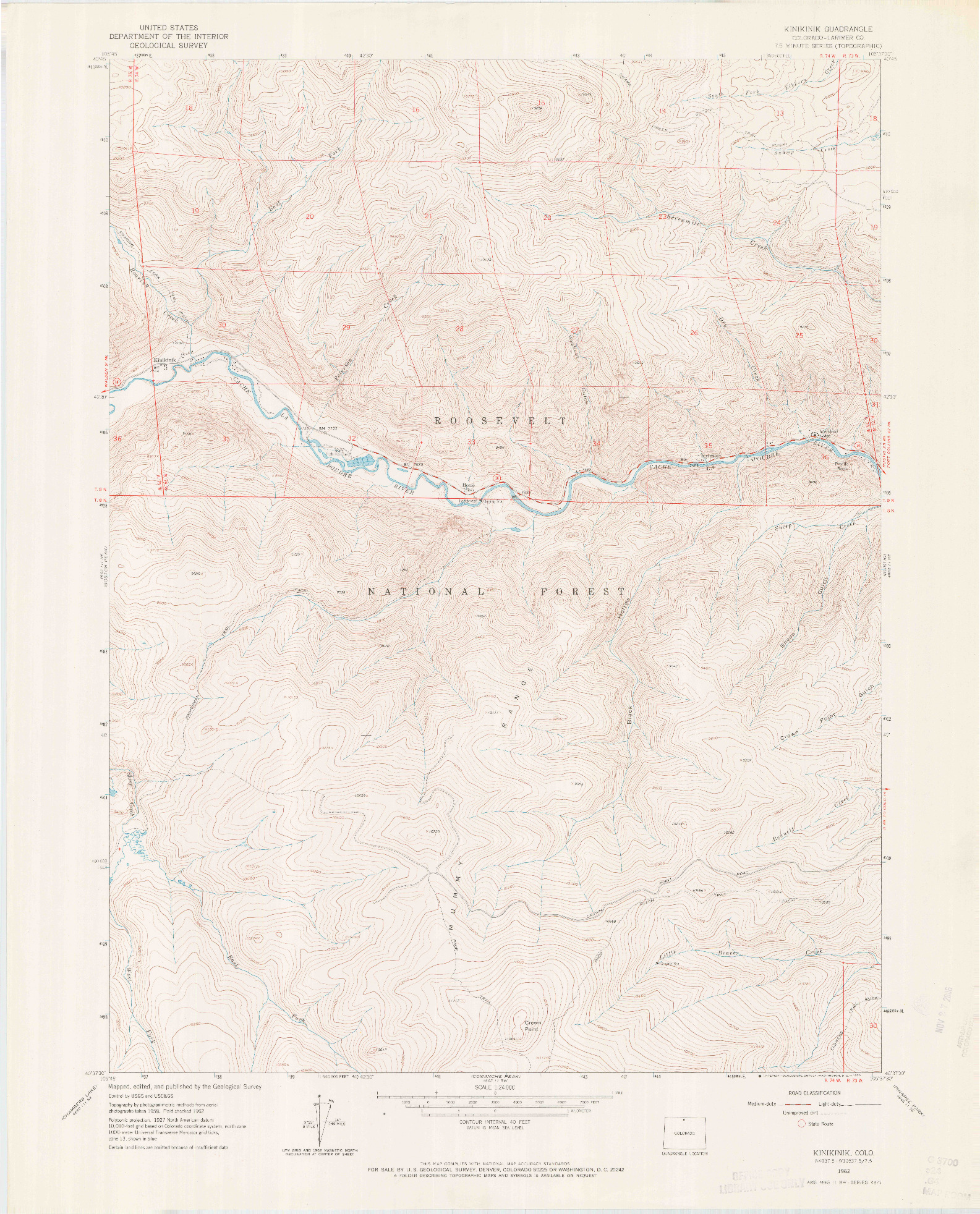 USGS 1:24000-SCALE QUADRANGLE FOR KINIKINIK, CO 1962