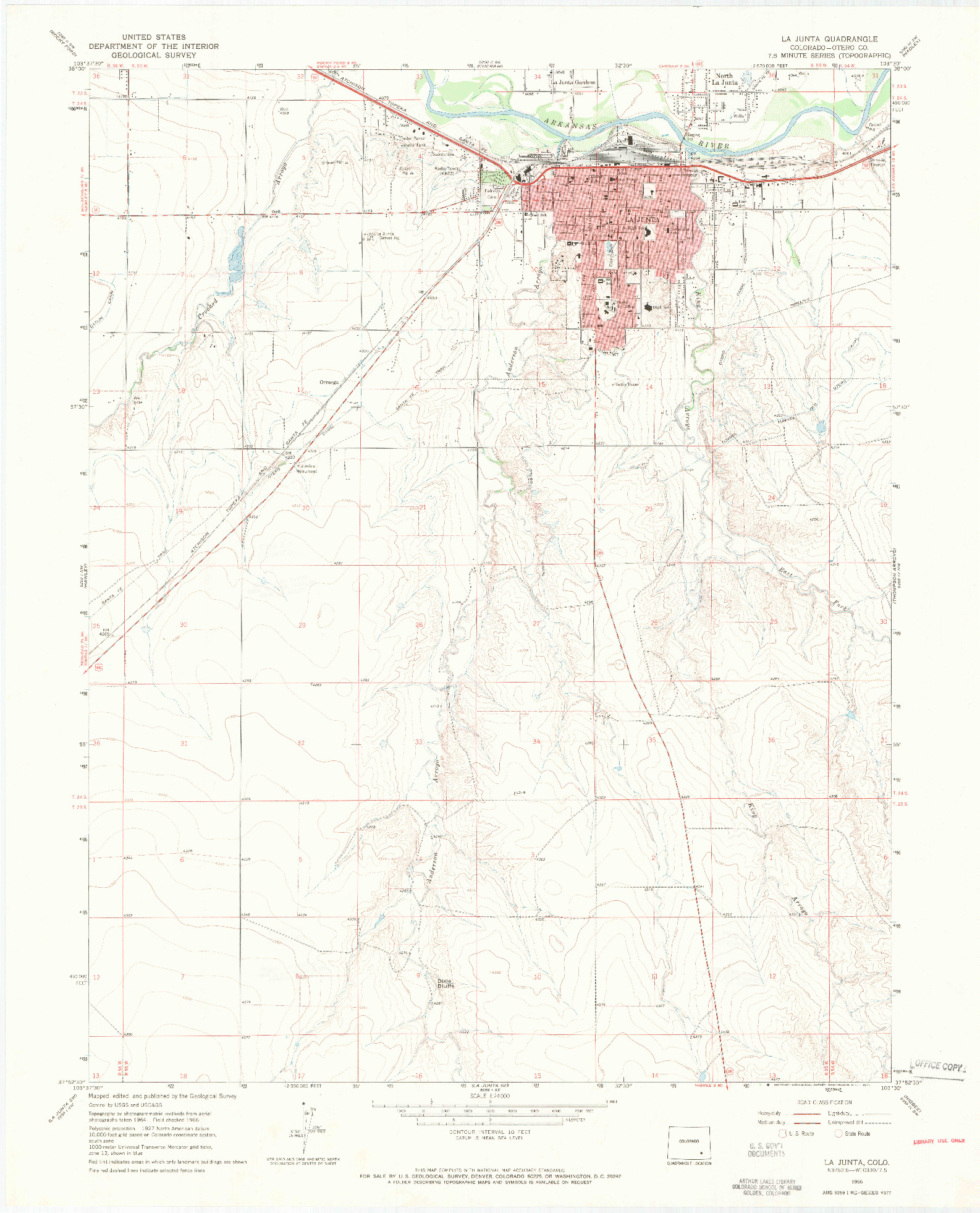 USGS 1:24000-SCALE QUADRANGLE FOR LA JUNTA, CO 1966