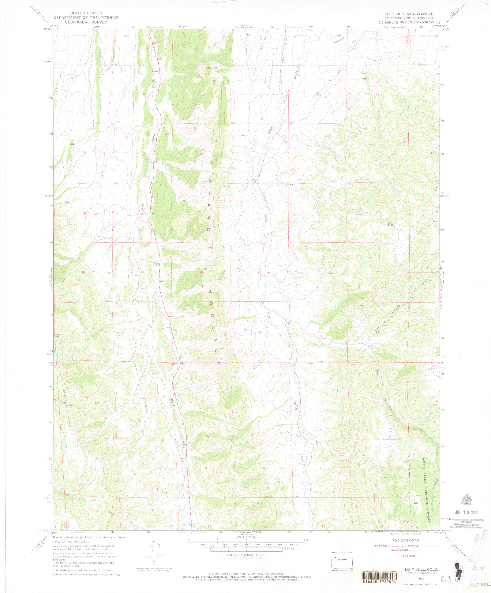 USGS 1:24000-SCALE QUADRANGLE FOR LO 7 HILL, CO 1966