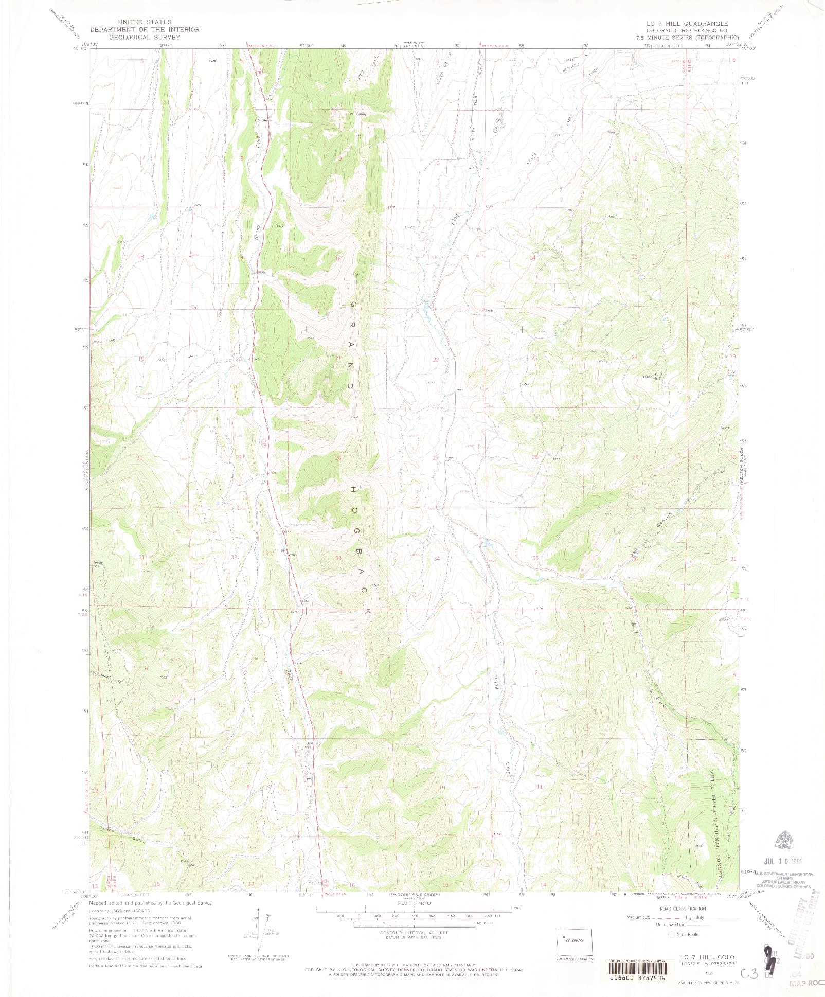 USGS 1:24000-SCALE QUADRANGLE FOR LO 7 HILL, CO 1966