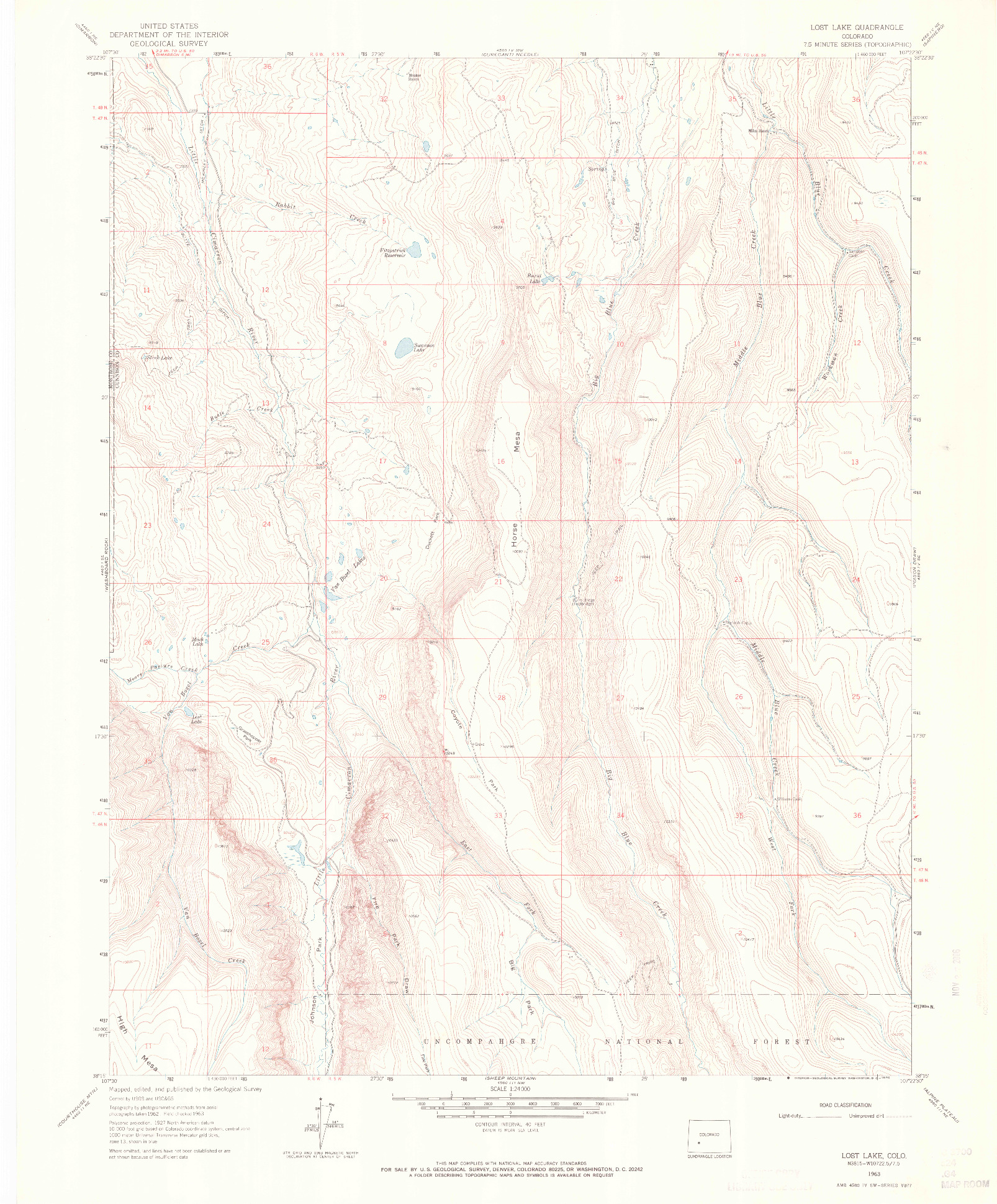 USGS 1:24000-SCALE QUADRANGLE FOR LOST LAKE, CO 1963