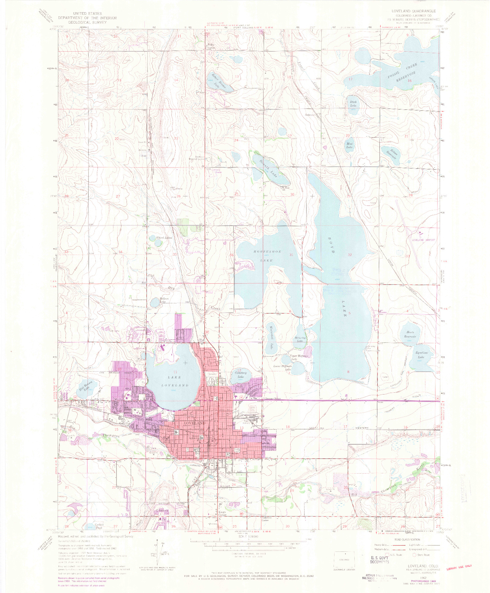 USGS 1:24000-SCALE QUADRANGLE FOR LOVELAND, CO 1962