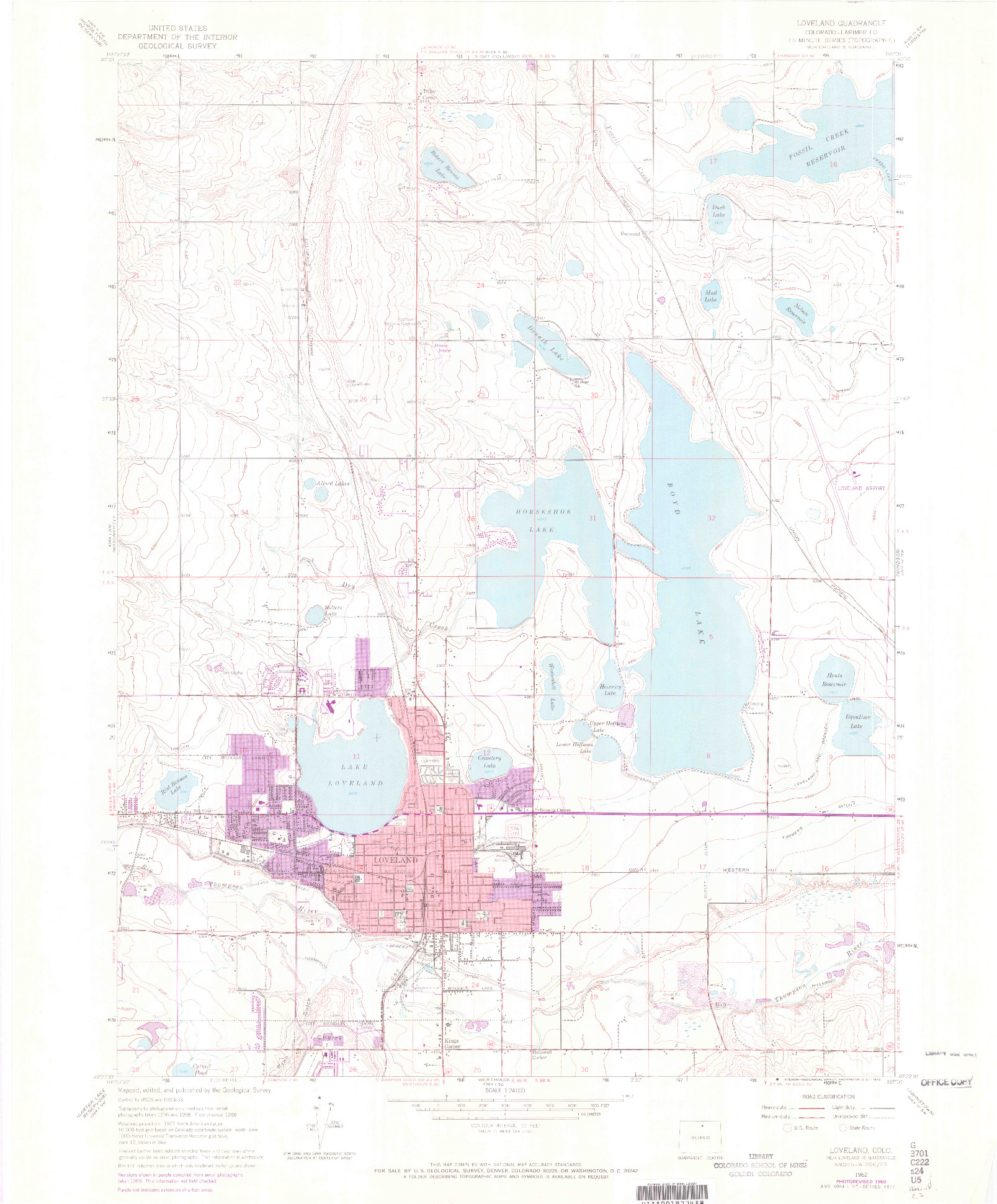 USGS 1:24000-SCALE QUADRANGLE FOR LOVELAND, CO 1962