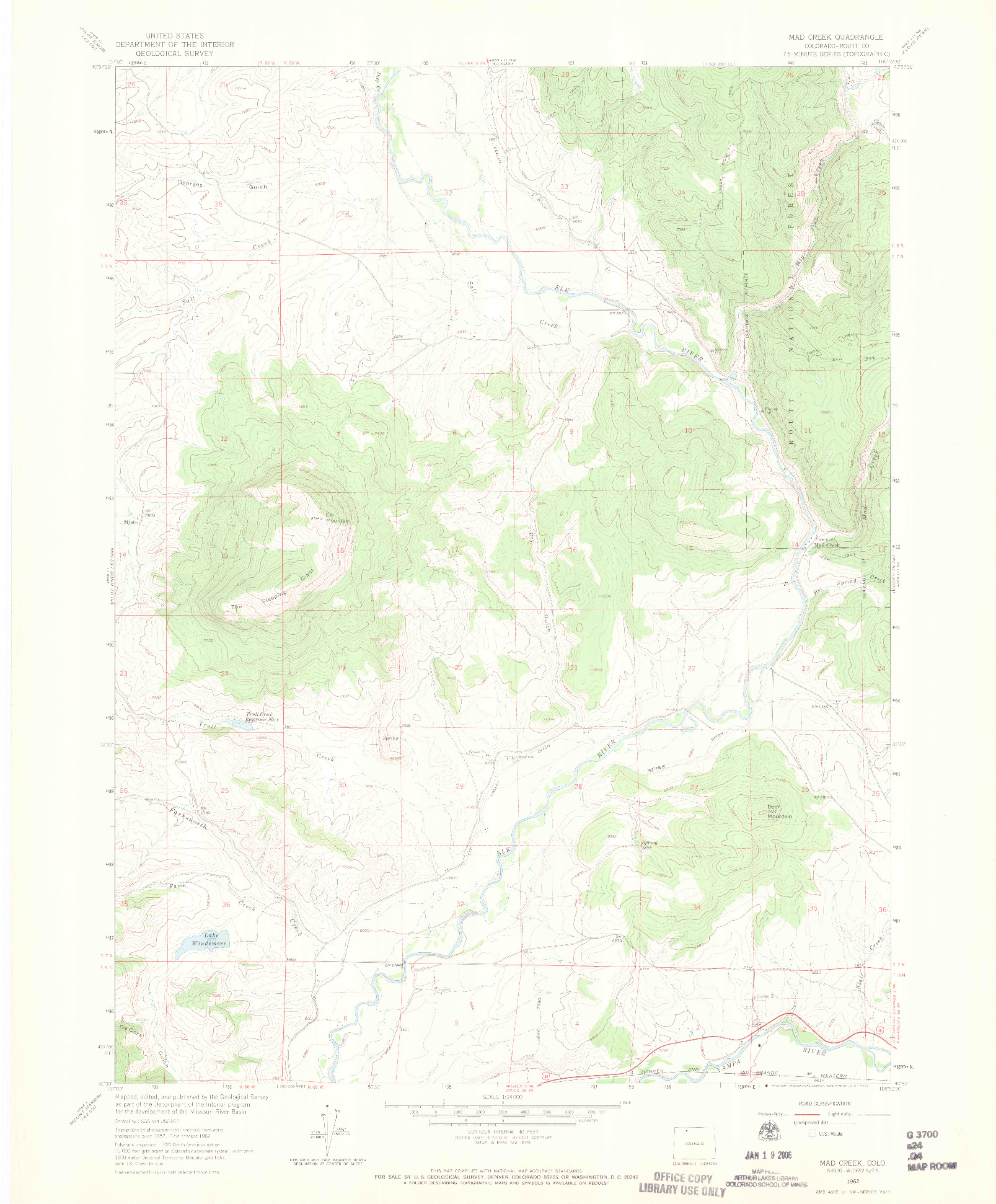 USGS 1:24000-SCALE QUADRANGLE FOR MAD CREEK, CO 1962