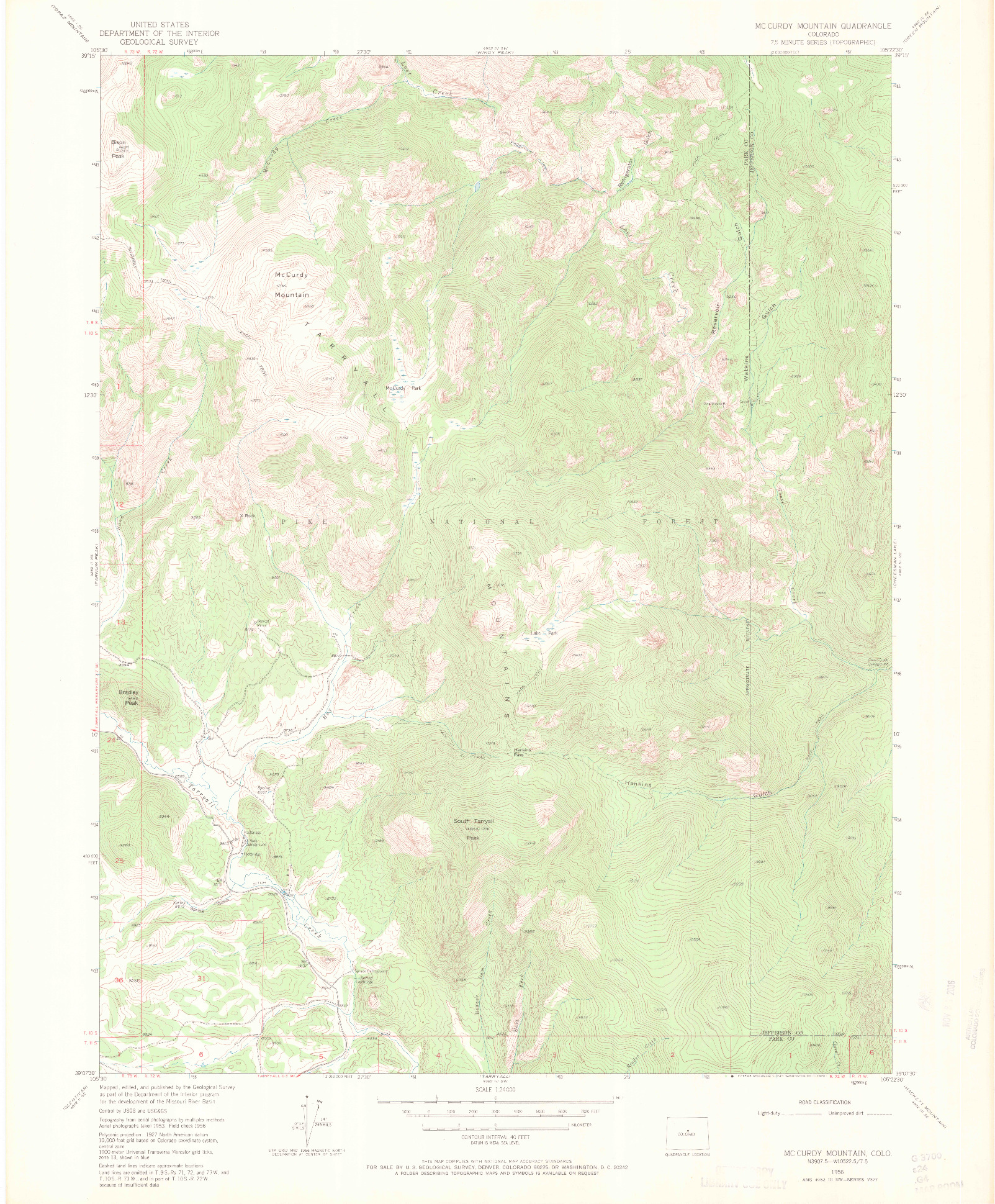 USGS 1:24000-SCALE QUADRANGLE FOR MC CURDY MOUNTAIN, CO 1956