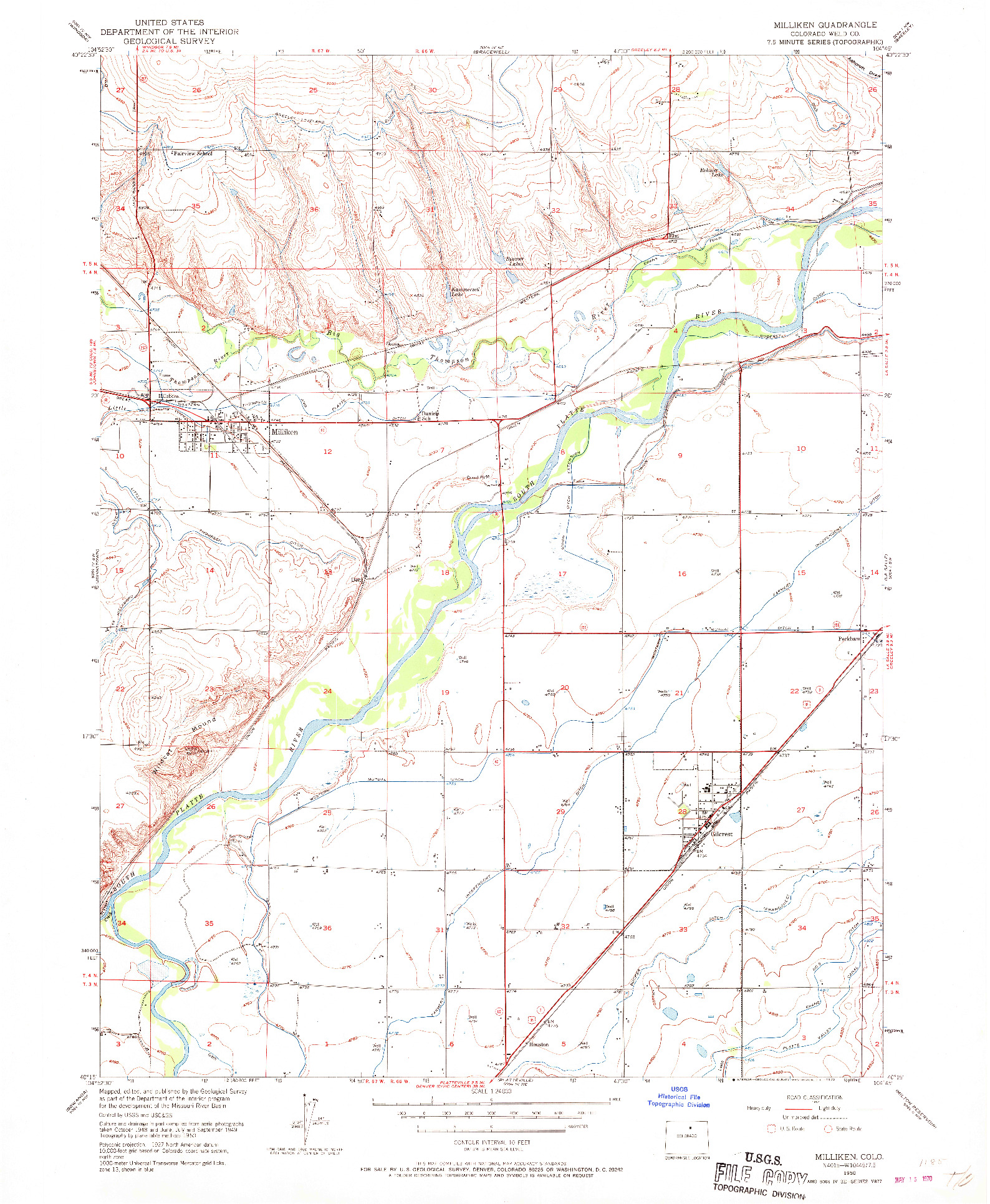 USGS 1:24000-SCALE QUADRANGLE FOR MILLIKEN, CO 1950