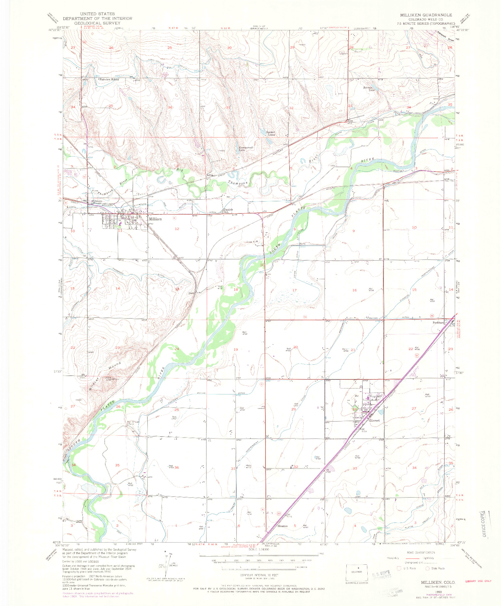 USGS 1:24000-SCALE QUADRANGLE FOR MILLIKEN, CO 1950