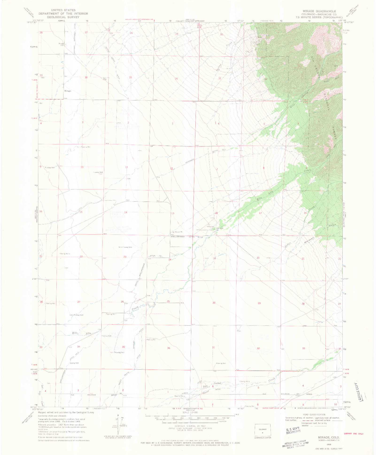 USGS 1:24000-SCALE QUADRANGLE FOR MIRAGE, CO 1968