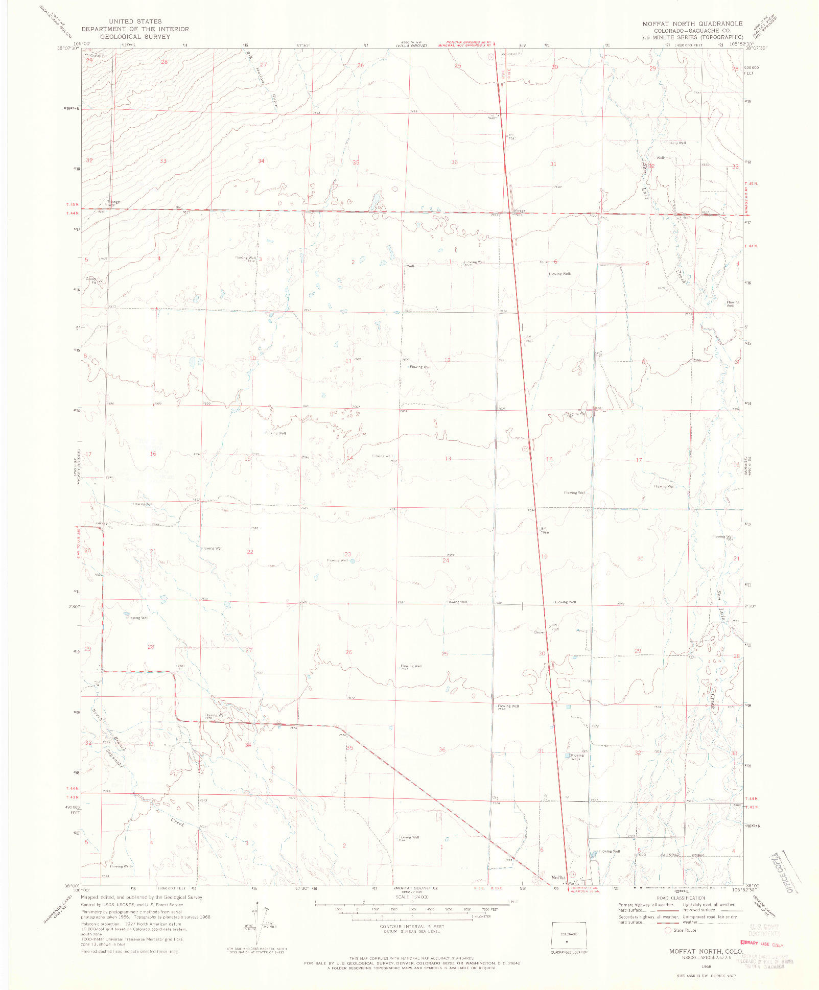 USGS 1:24000-SCALE QUADRANGLE FOR MOFFAT NORTH, CO 1968