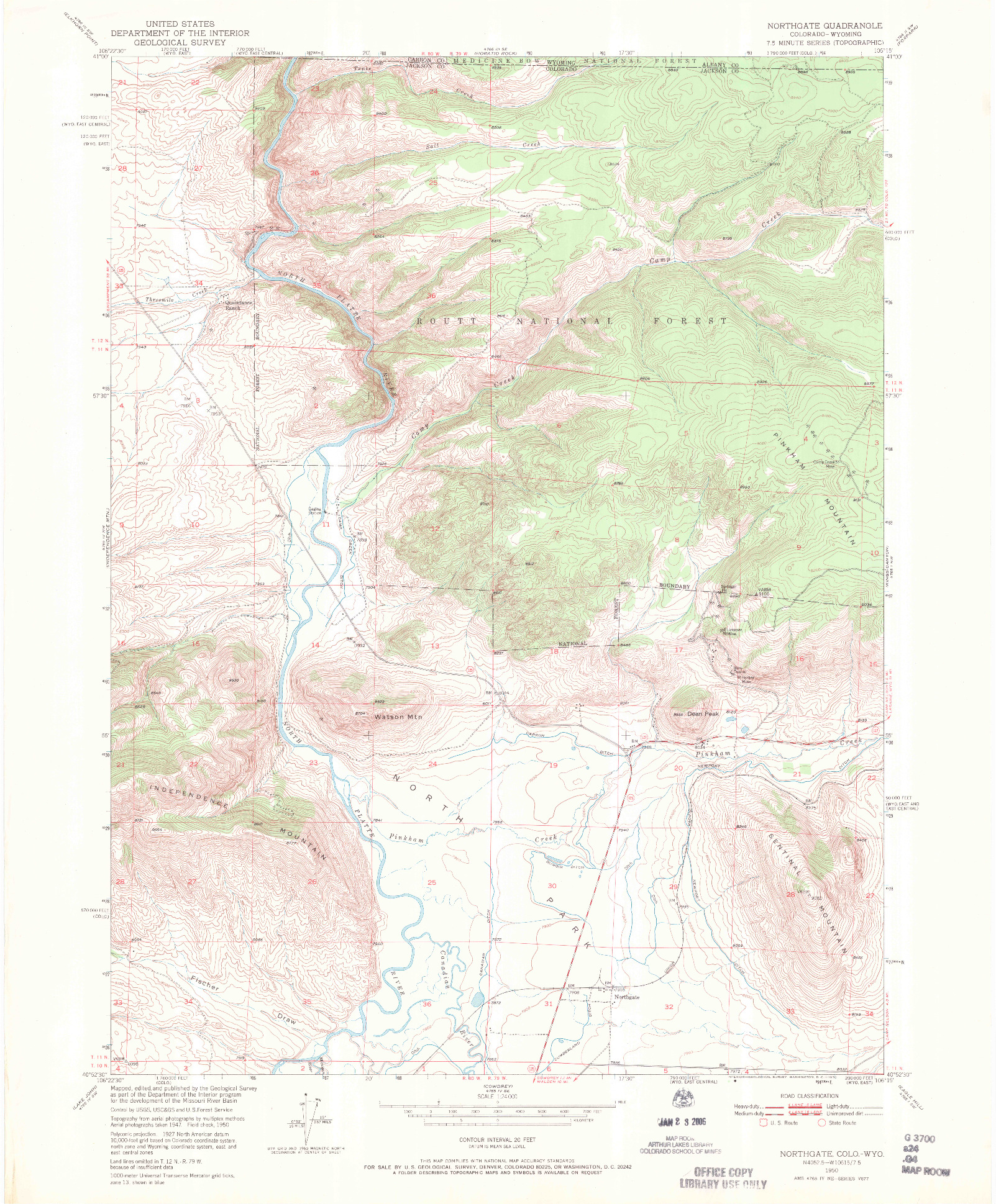 USGS 1:24000-SCALE QUADRANGLE FOR NORTHGATE, CO 1950