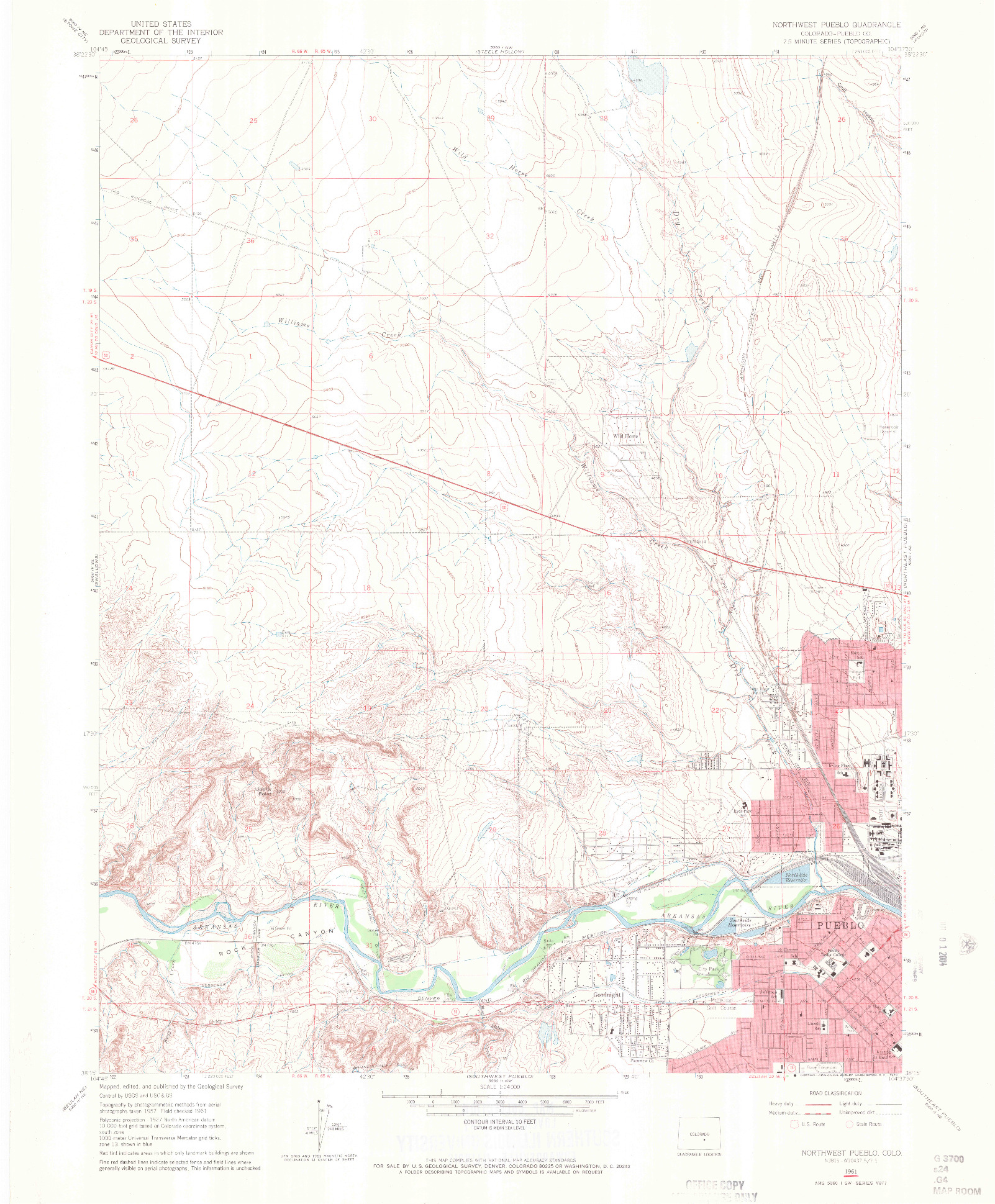 USGS 1:24000-SCALE QUADRANGLE FOR NORTHWEST PUEBLO, CO 1961