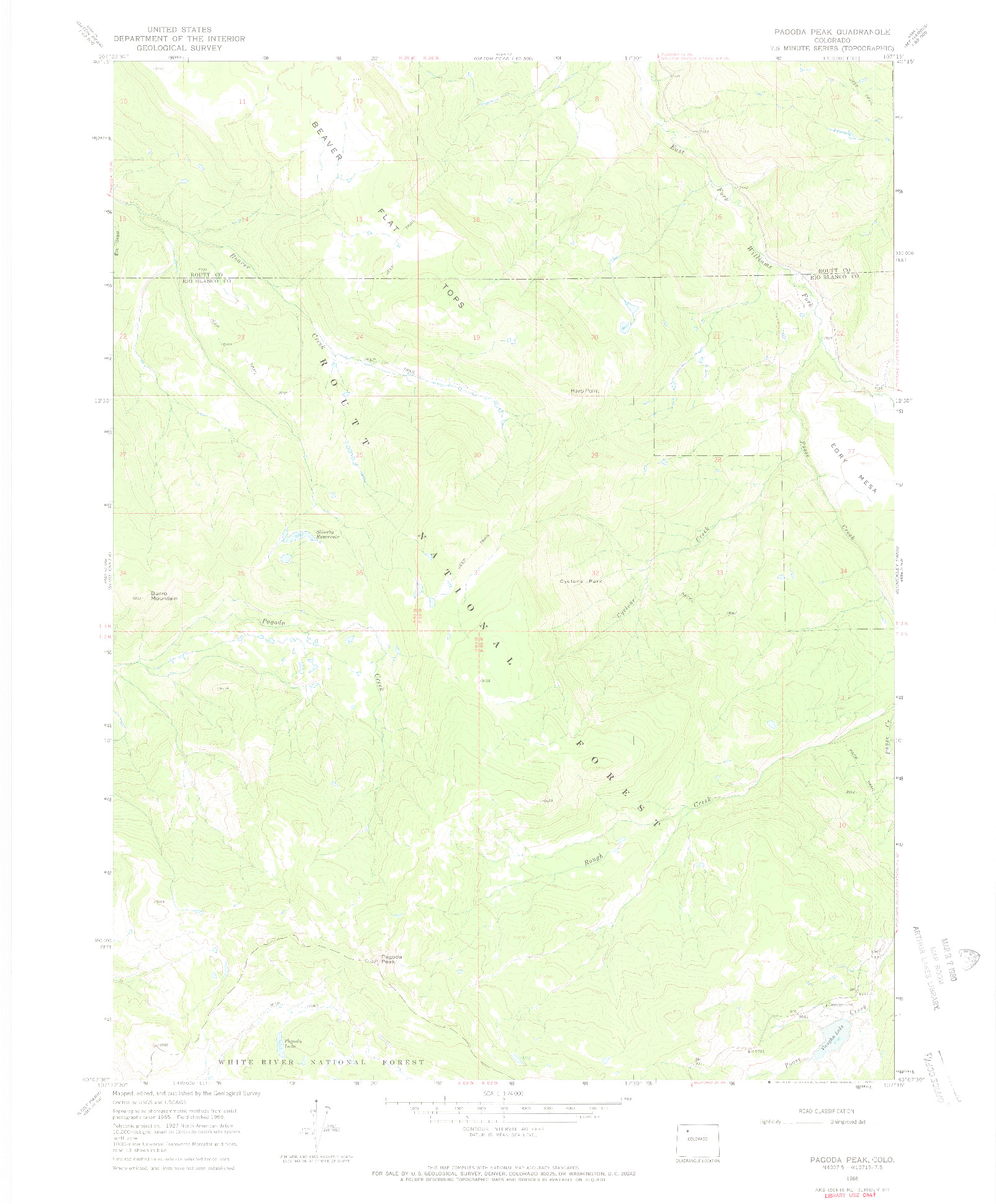 USGS 1:24000-SCALE QUADRANGLE FOR PAGODA PEAK, CO 1966