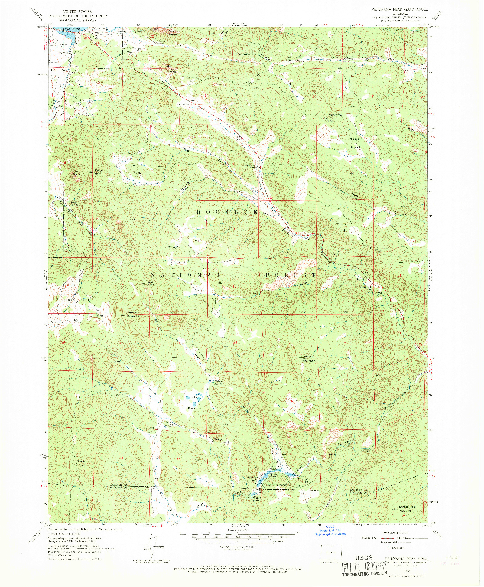 USGS 1:24000-SCALE QUADRANGLE FOR PANORAMA PEAK, CO 1962