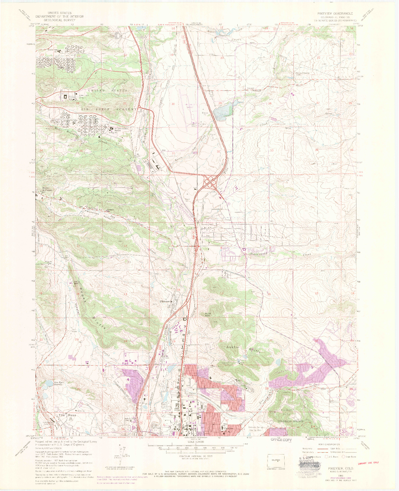 USGS 1:24000-SCALE QUADRANGLE FOR PIKEVIEW, CO 1961