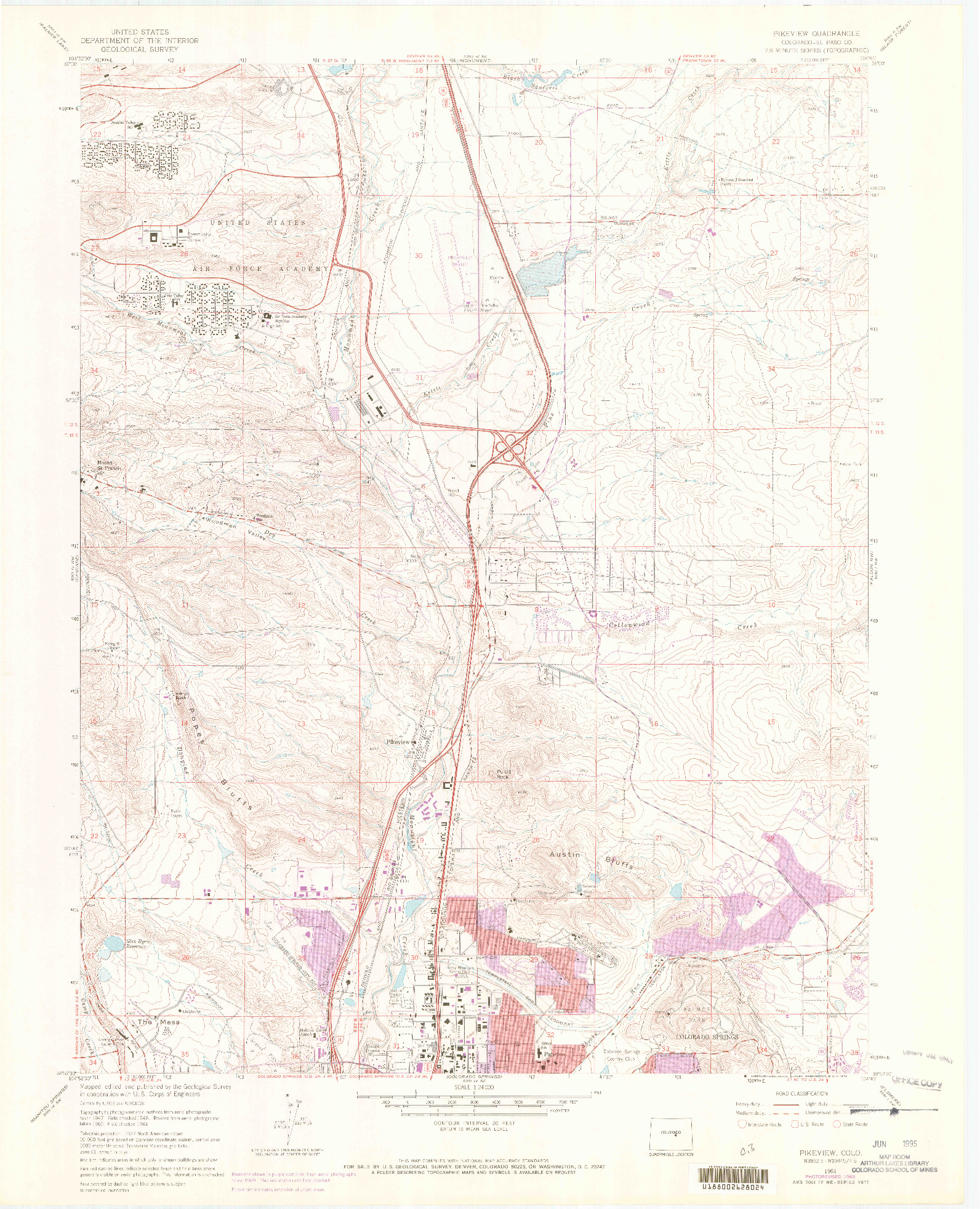 USGS 1:24000-SCALE QUADRANGLE FOR PIKEVIEW, CO 1961