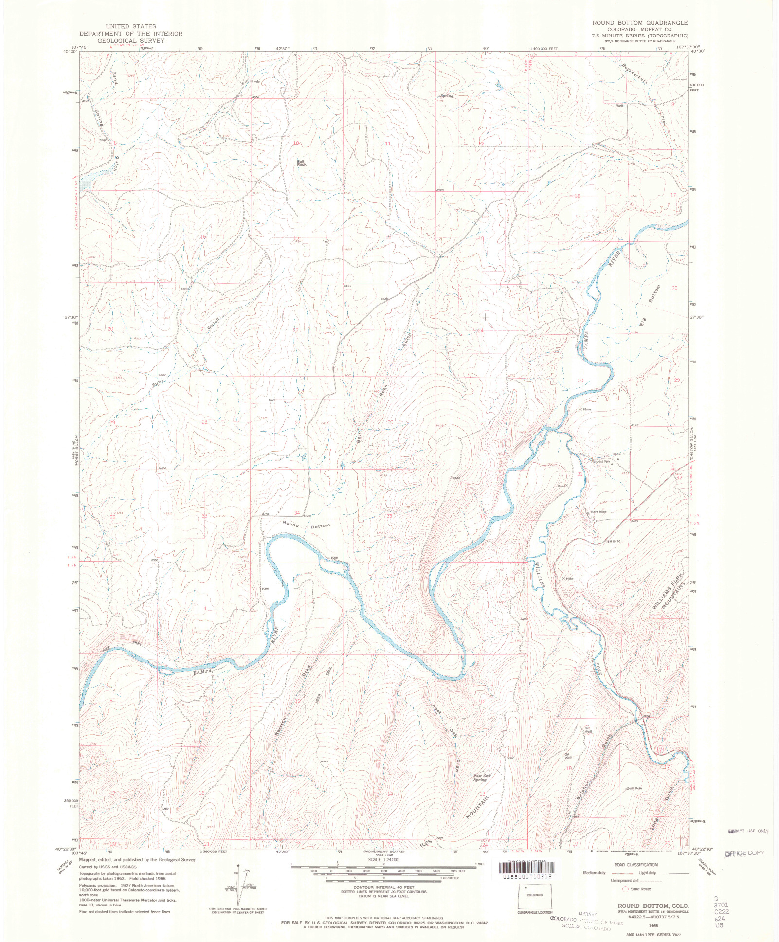 USGS 1:24000-SCALE QUADRANGLE FOR ROUND BOTTOM, CO 1966