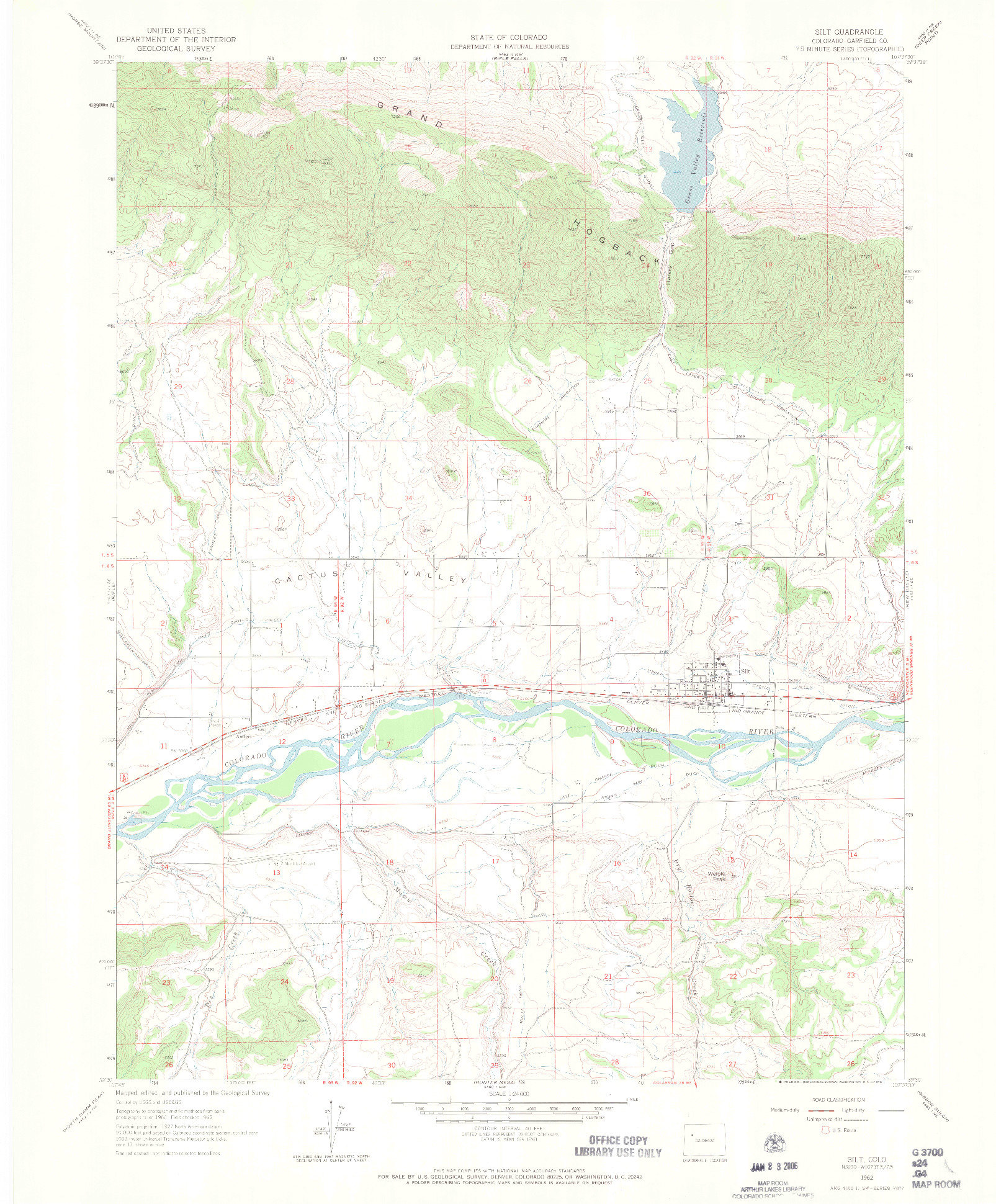 USGS 1:24000-SCALE QUADRANGLE FOR SILT, CO 1962