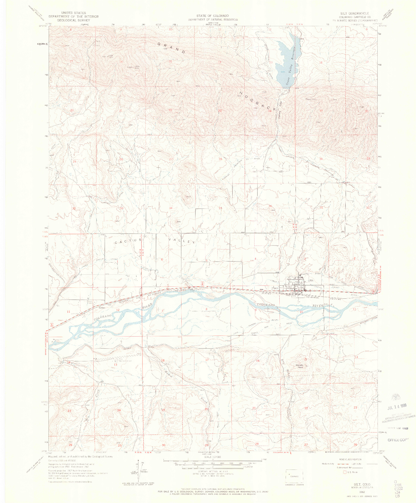 USGS 1:24000-SCALE QUADRANGLE FOR SILT, CO 1962