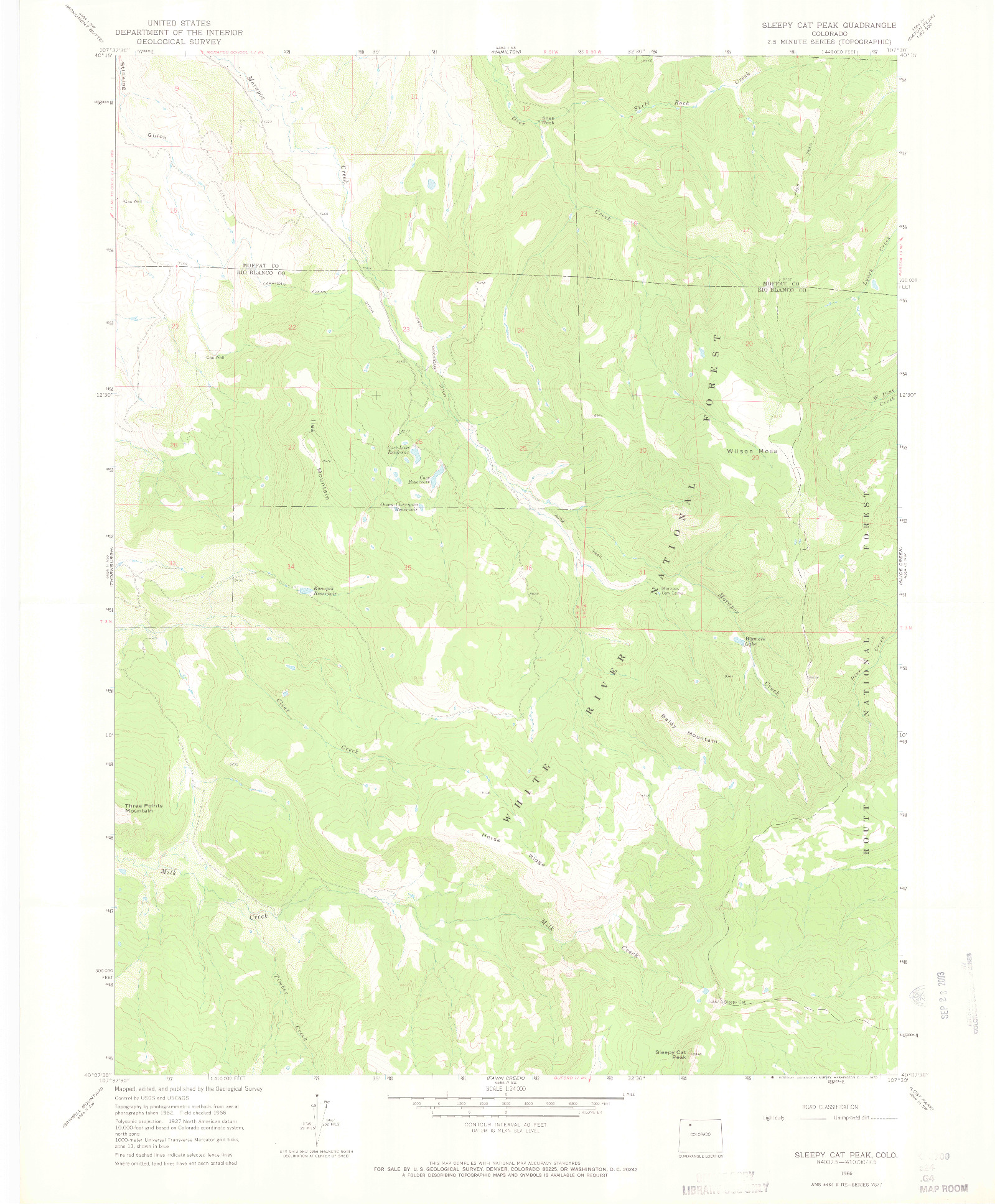 USGS 1:24000-SCALE QUADRANGLE FOR SLEEPY CAT PEAK, CO 1966