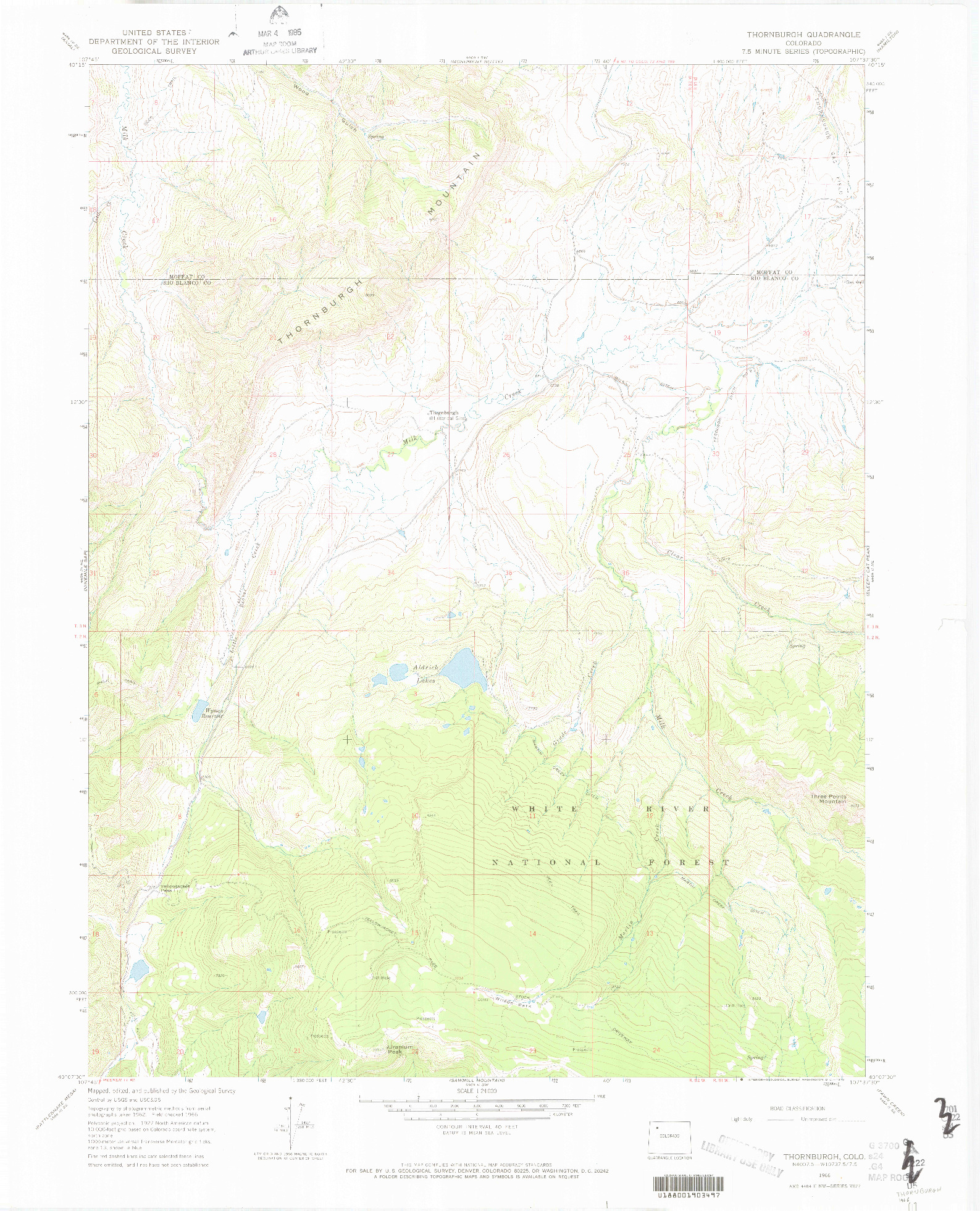 USGS 1:24000-SCALE QUADRANGLE FOR THORNBURGH, CO 1966