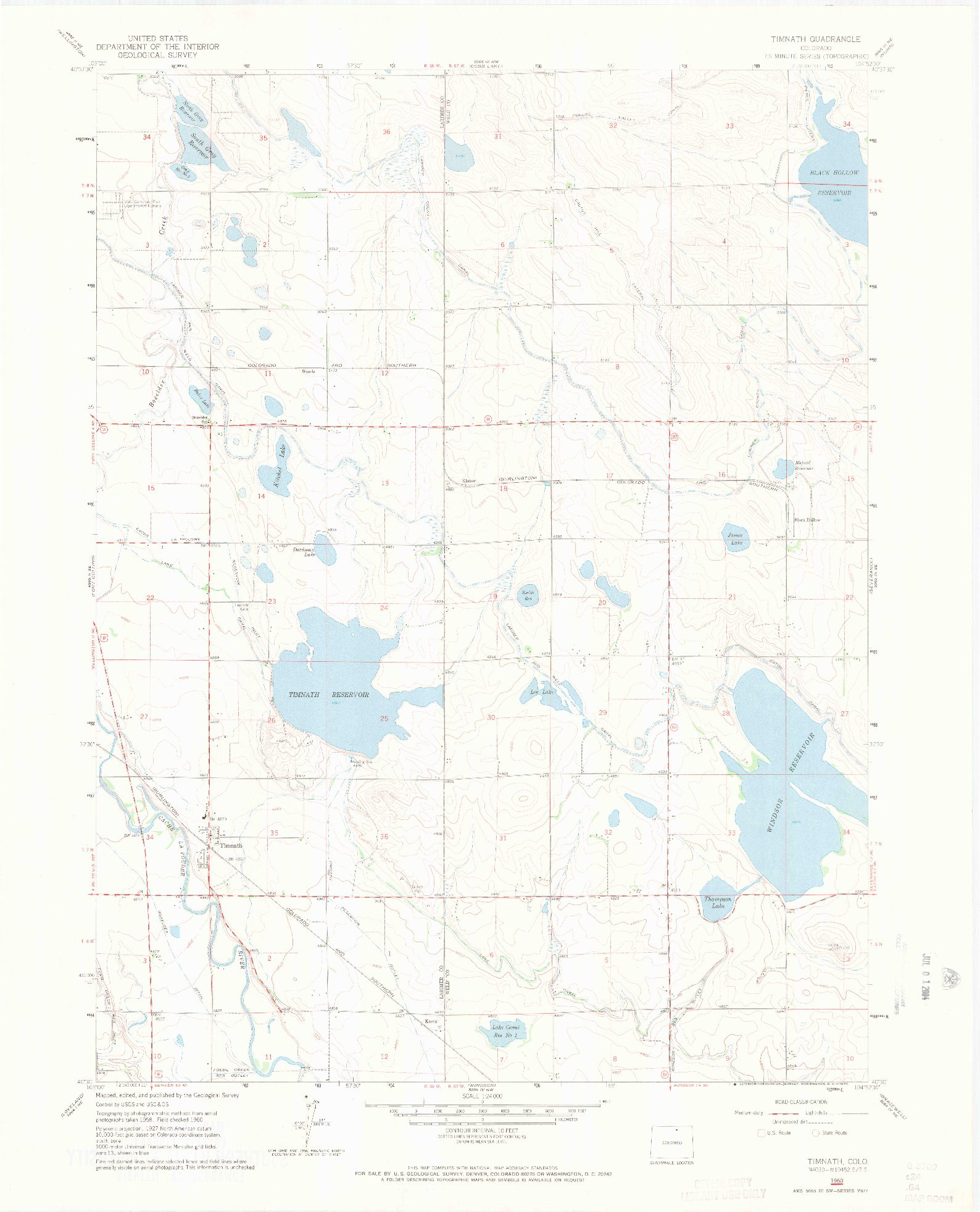 USGS 1:24000-SCALE QUADRANGLE FOR TIMNATH, CO 1960