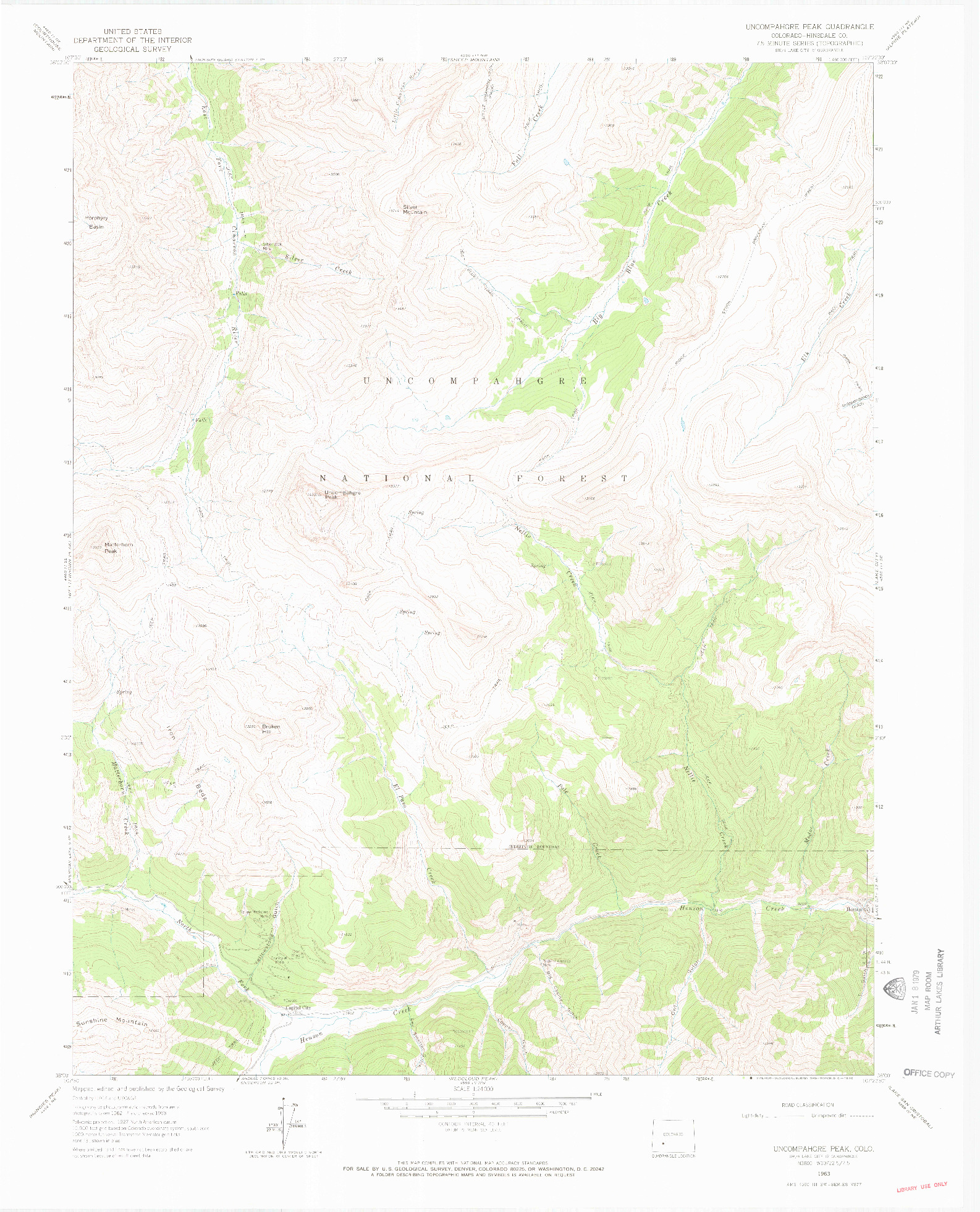 USGS 1:24000-SCALE QUADRANGLE FOR UNCOMPAHGRE PEAK, CO 1963