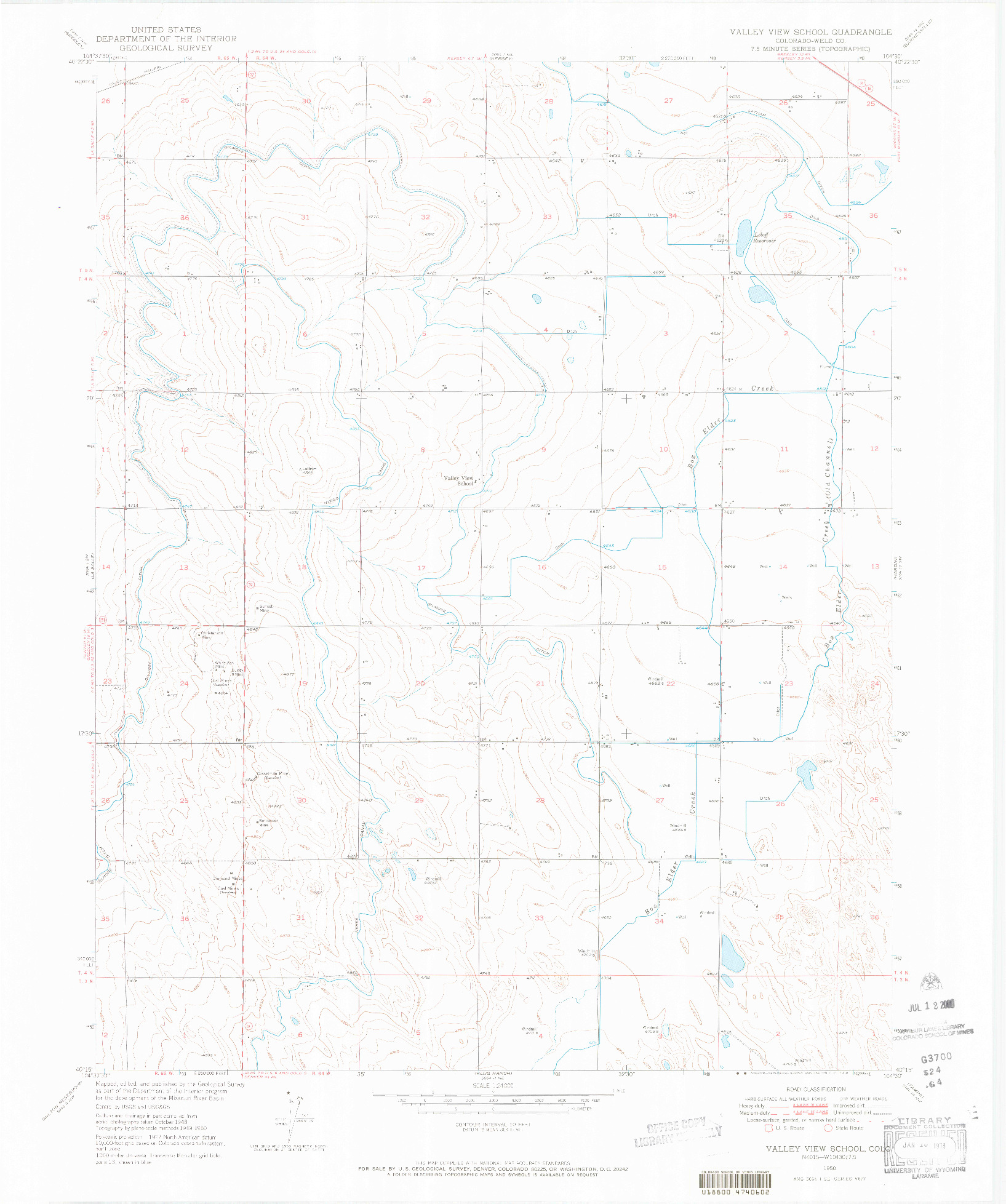 USGS 1:24000-SCALE QUADRANGLE FOR VALLEY VIEW HOT SPRINGS, CO 1950