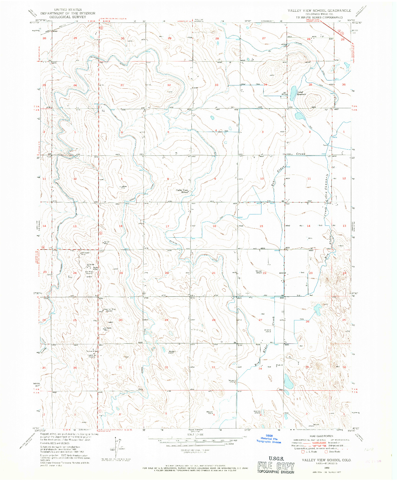 USGS 1:24000-SCALE QUADRANGLE FOR VALLEY VIEW SCHOOL, CO 1950