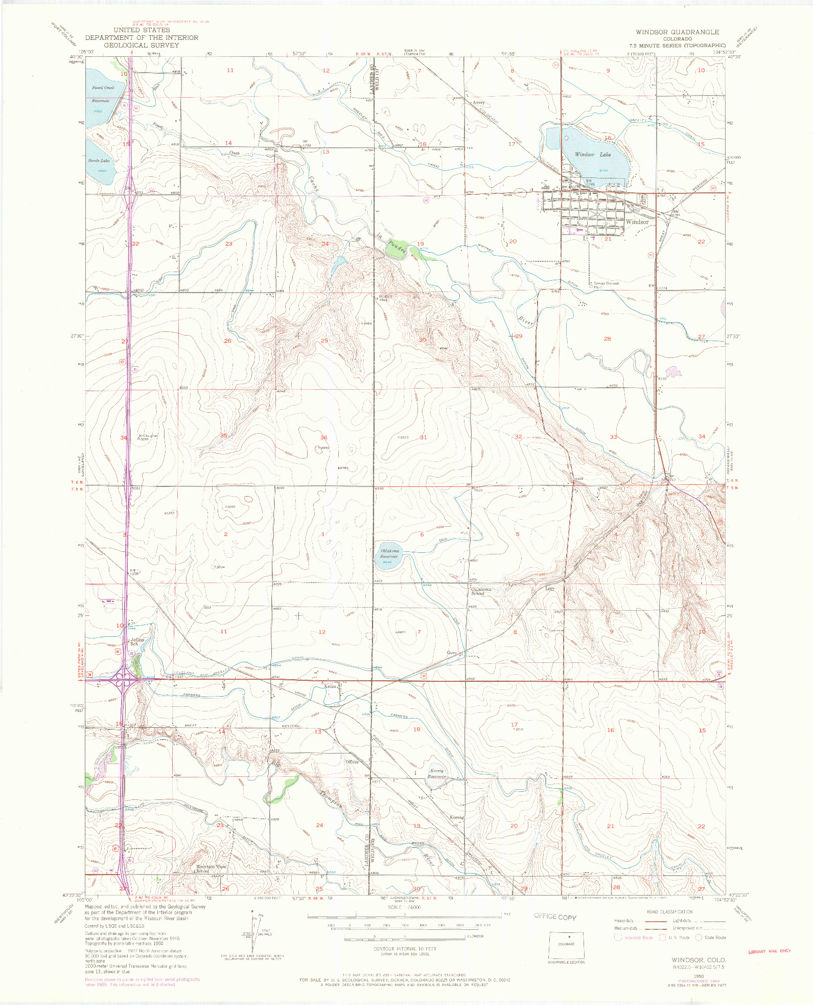 USGS 1:24000-SCALE QUADRANGLE FOR WINDSOR, CO 1950