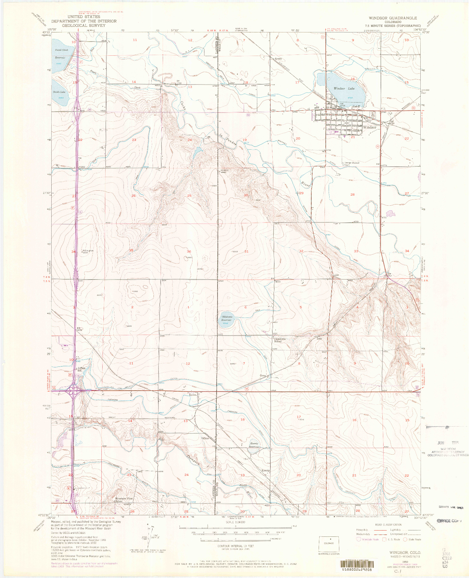 USGS 1:24000-SCALE QUADRANGLE FOR WINDSOR, CO 1950