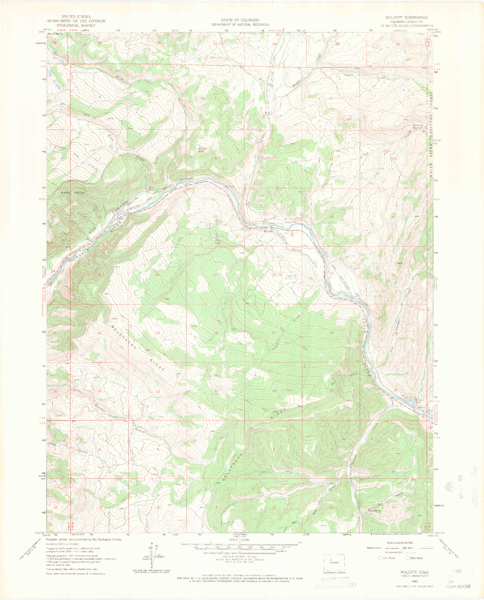 USGS 1:24000-SCALE QUADRANGLE FOR WOLCOTT, CO 1962