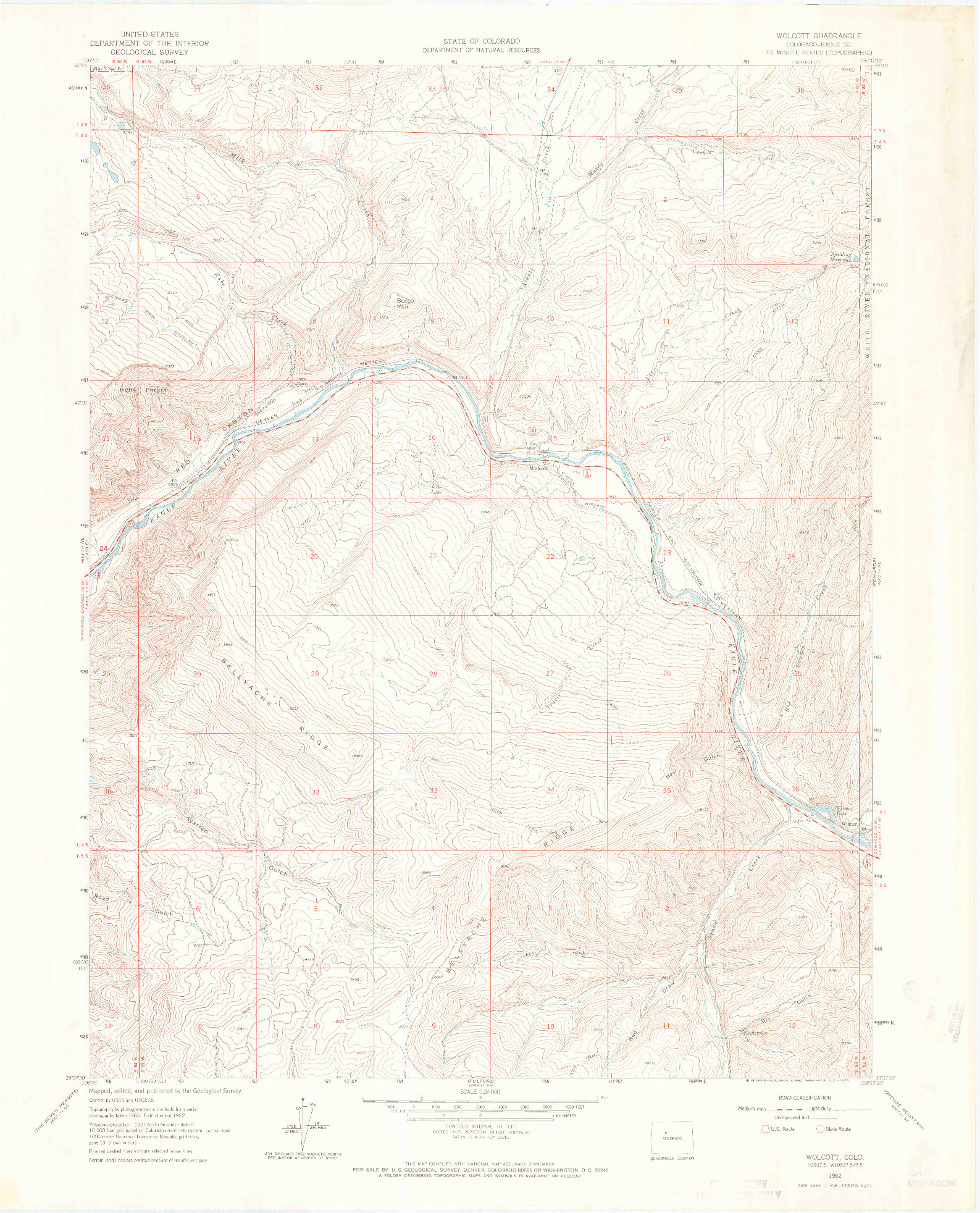 USGS 1:24000-SCALE QUADRANGLE FOR WOLCOTT, CO 1962