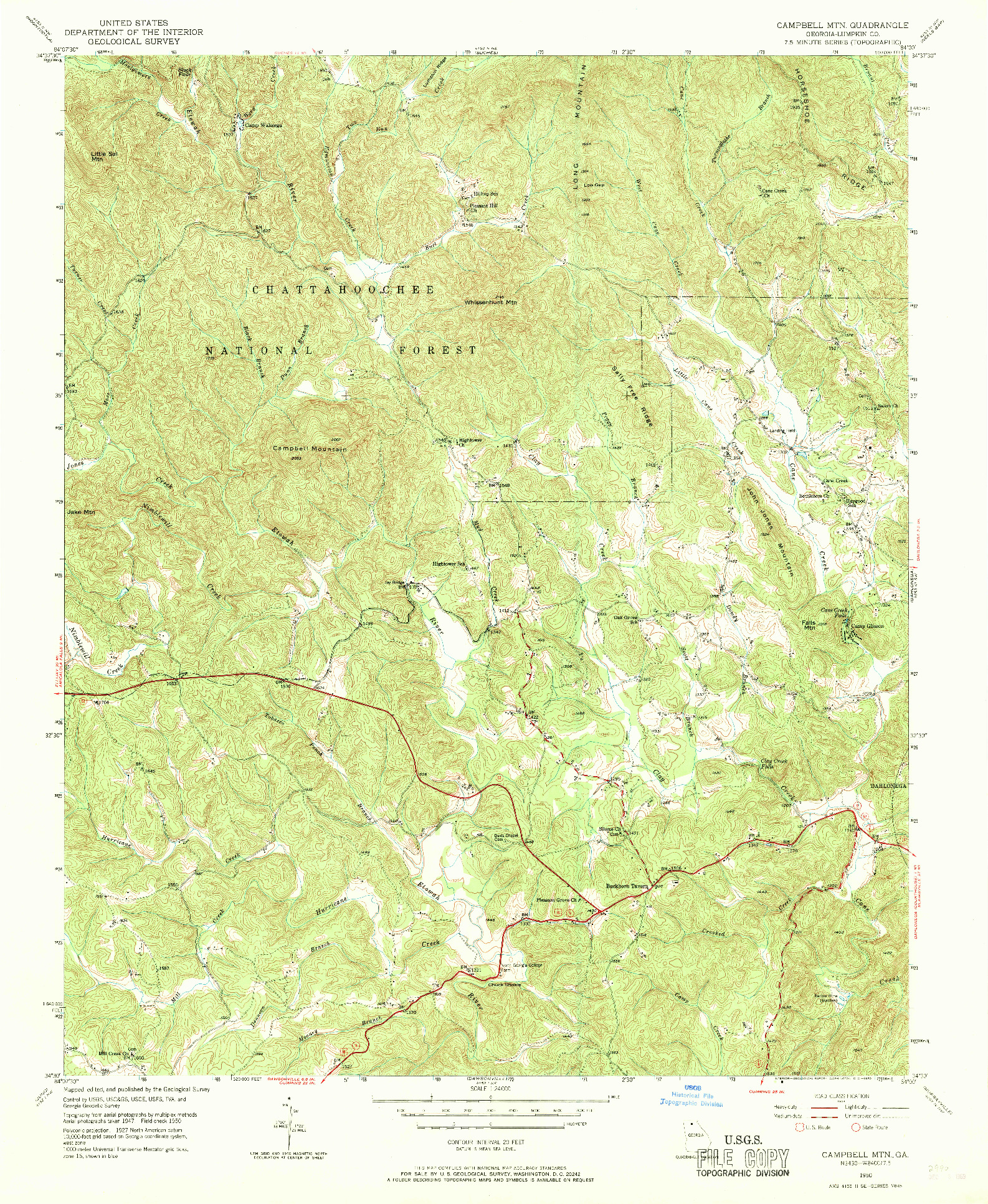 USGS 1:24000-SCALE QUADRANGLE FOR CAMPBELL MTN, GA 1950