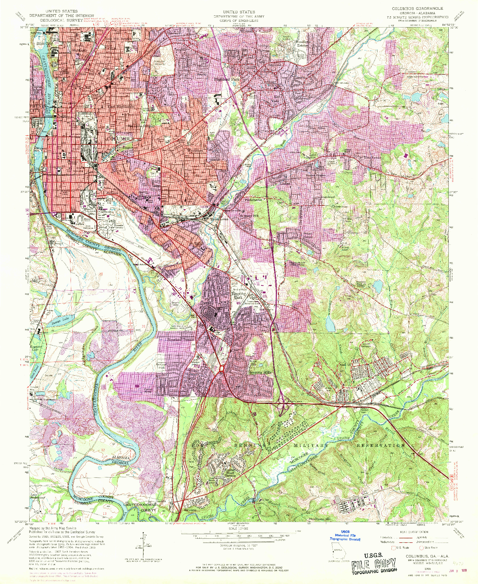 USGS 1:24000-SCALE QUADRANGLE FOR COLUMBUS, GA 1955