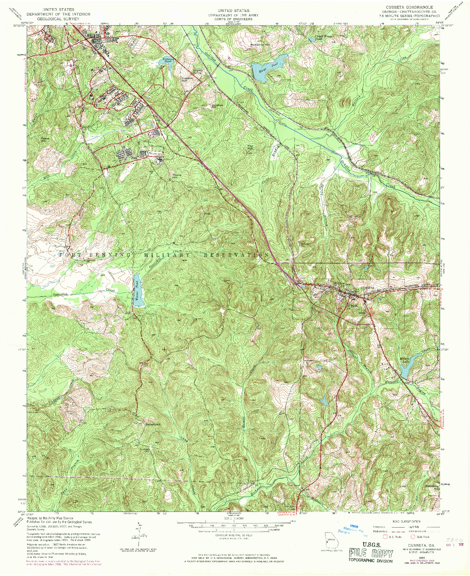 USGS 1:24000-SCALE QUADRANGLE FOR CUSSETA, GA 1955