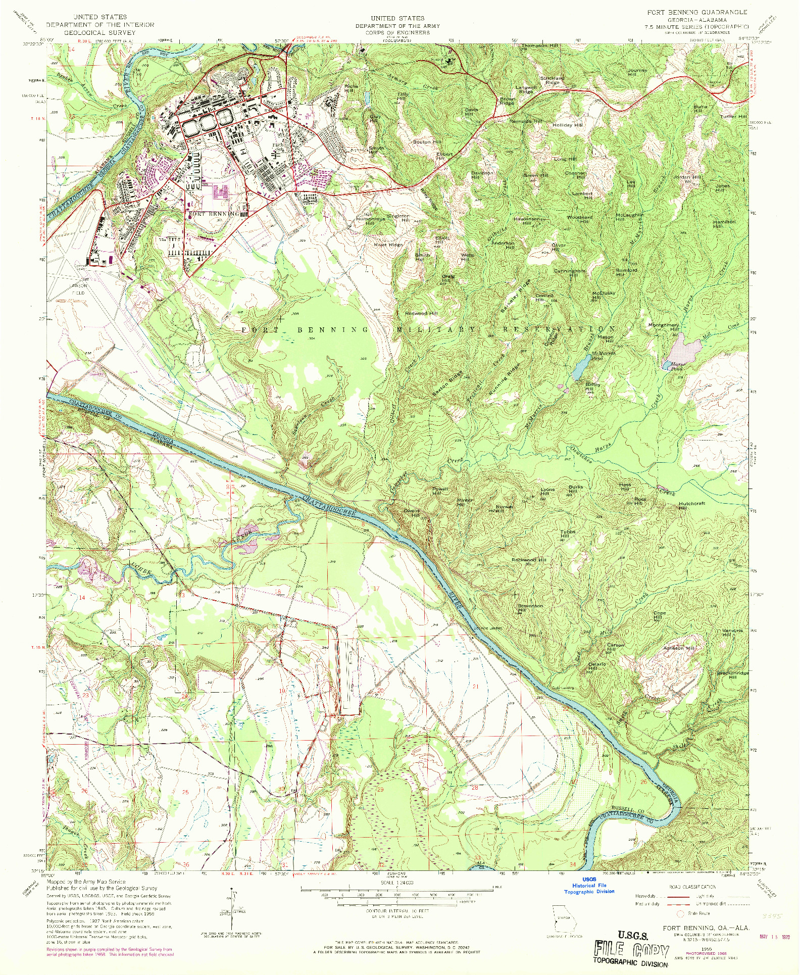 USGS 1:24000-SCALE QUADRANGLE FOR FORT BENNING, GA 1955
