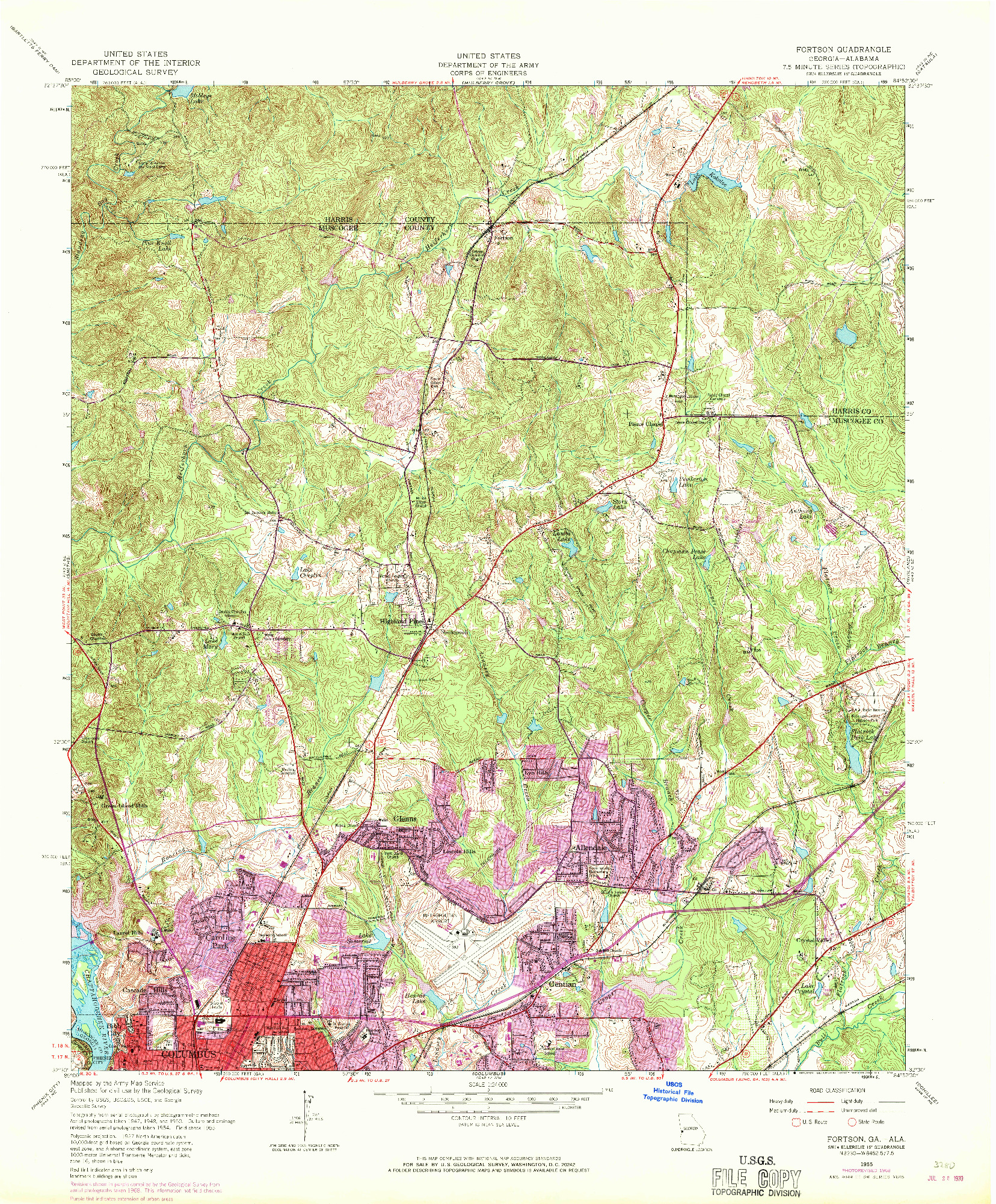 USGS 1:24000-SCALE QUADRANGLE FOR FORTSON, GA 1955