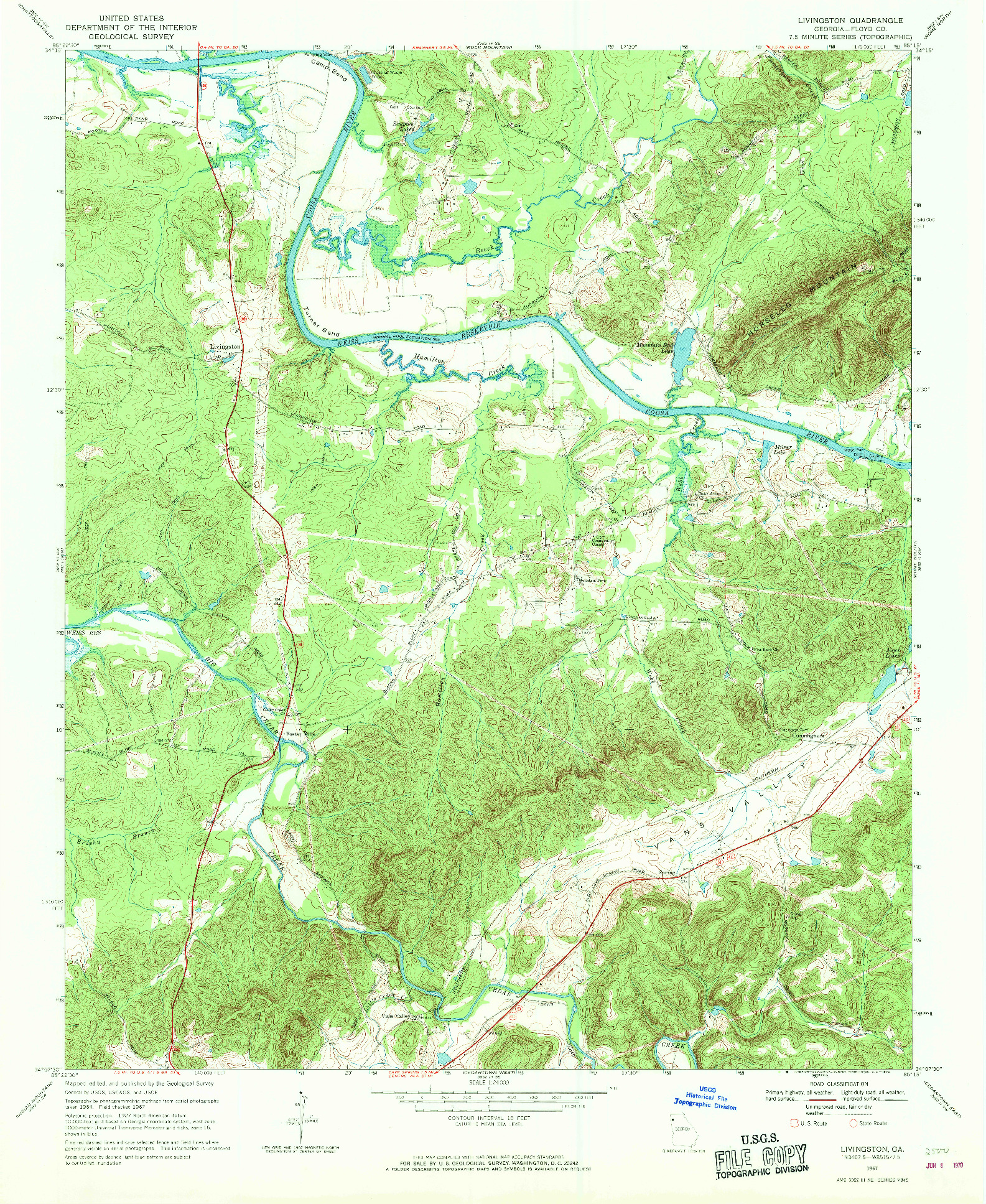 USGS 1:24000-SCALE QUADRANGLE FOR LIVINGSTON, GA 1967