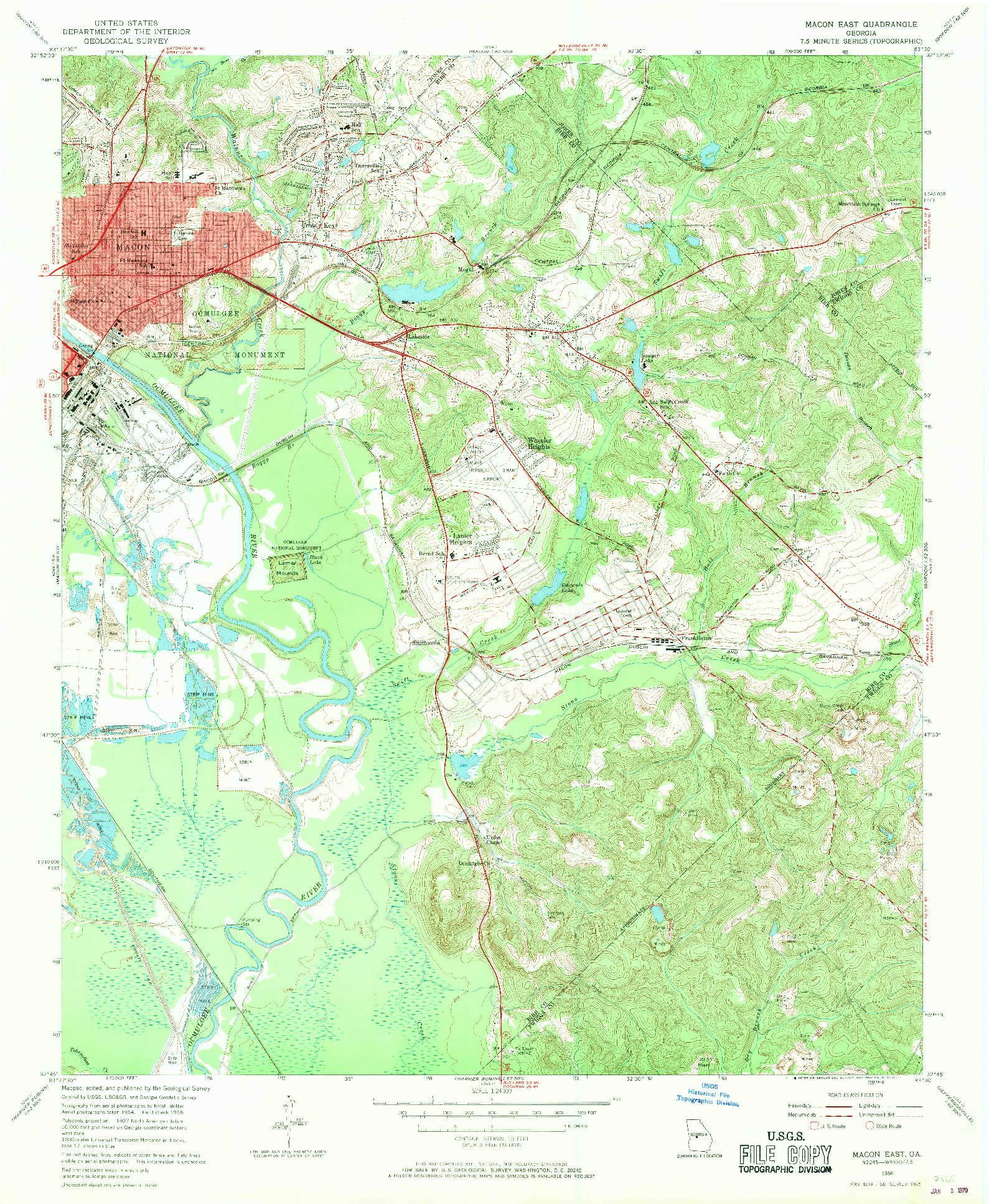 USGS 1:24000-SCALE QUADRANGLE FOR MACON EAST, GA 1956