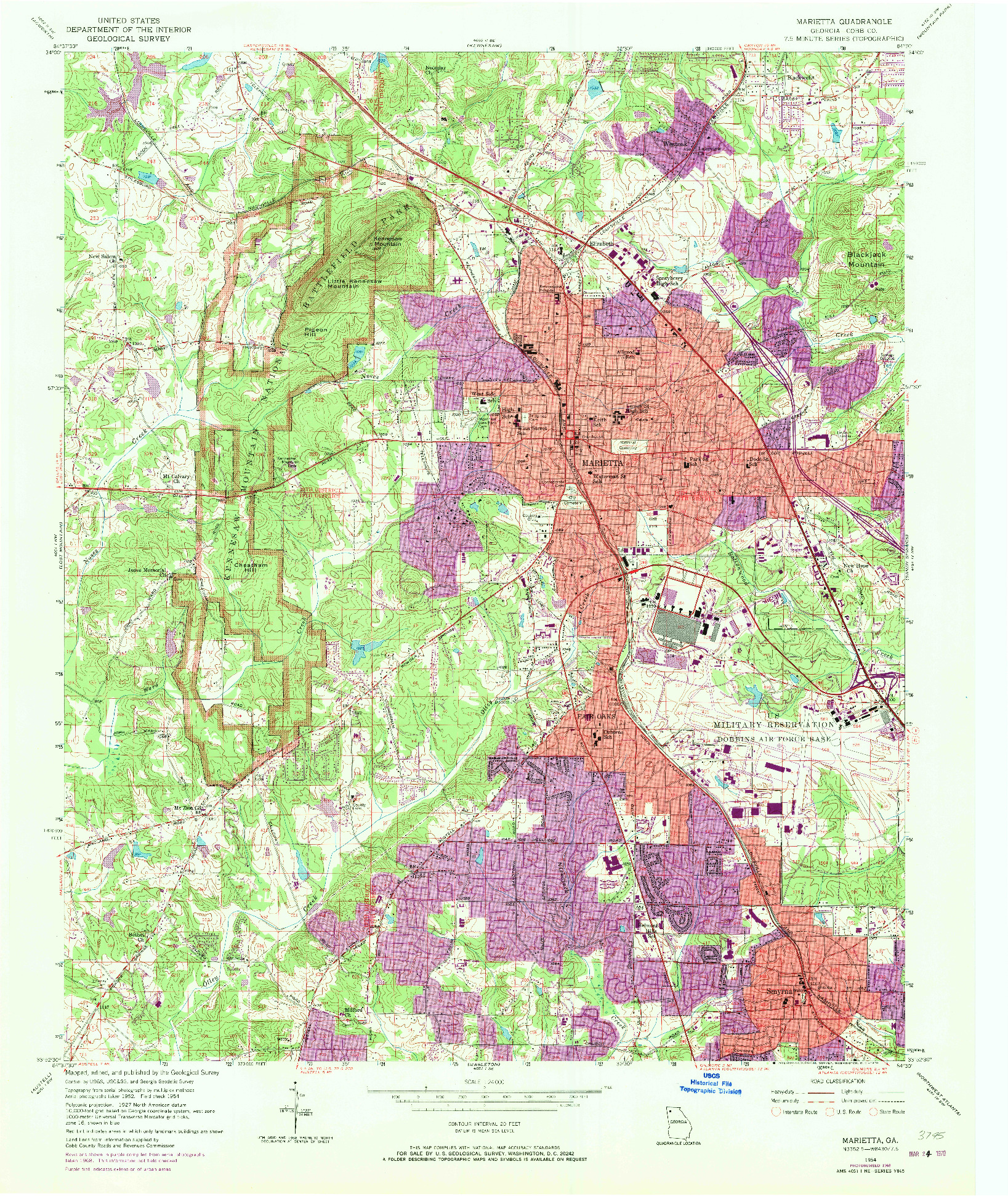 USGS 1:24000-SCALE QUADRANGLE FOR MARIETTA, GA 1954