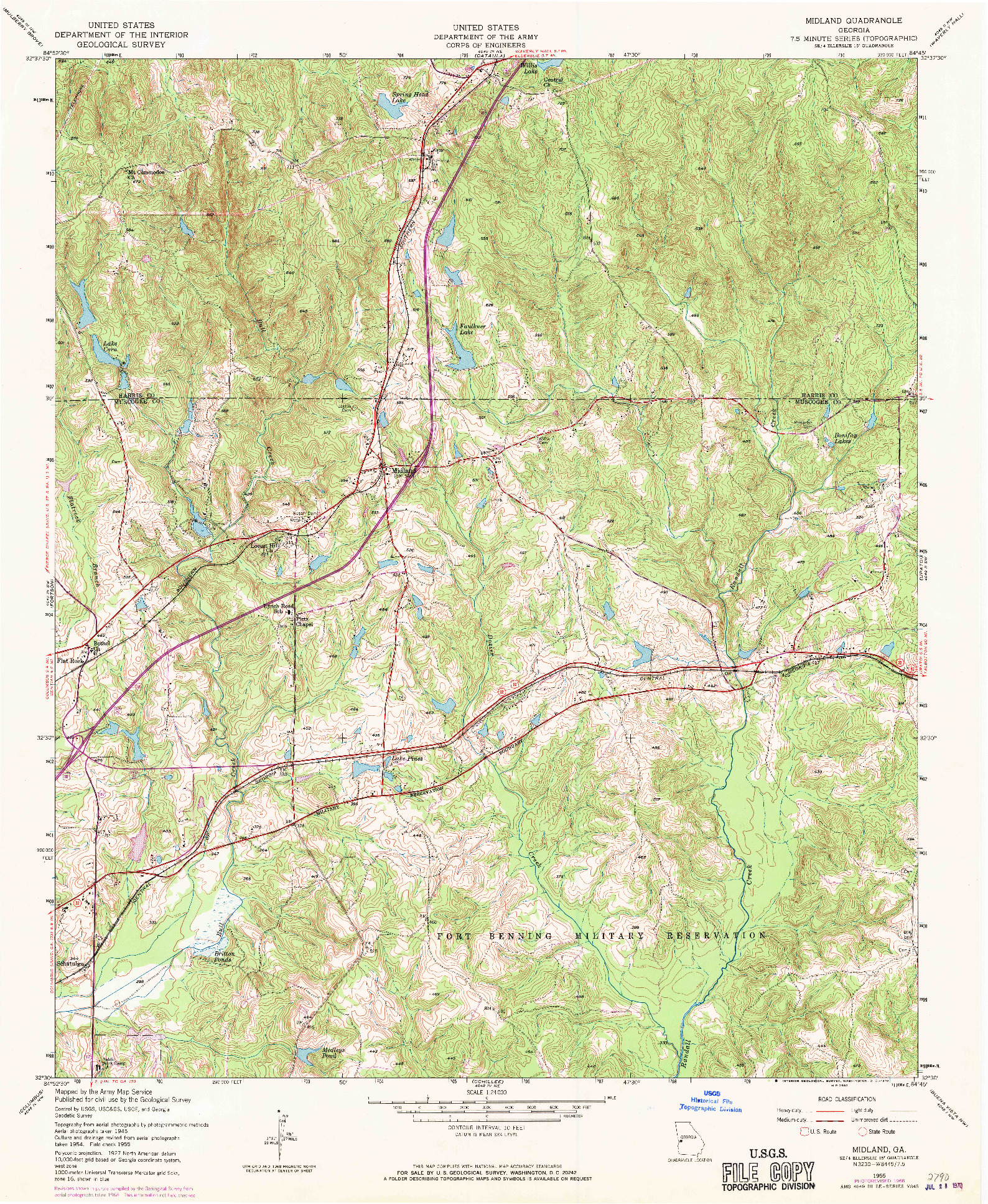 USGS 1:24000-SCALE QUADRANGLE FOR MIDLAND, GA 1955