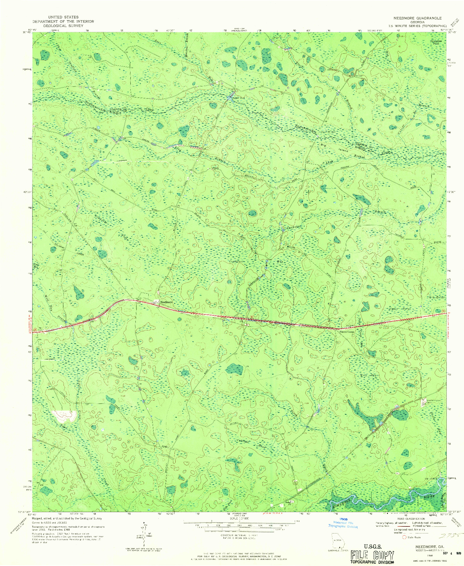 USGS 1:24000-SCALE QUADRANGLE FOR NEEDMORE, GA 1968
