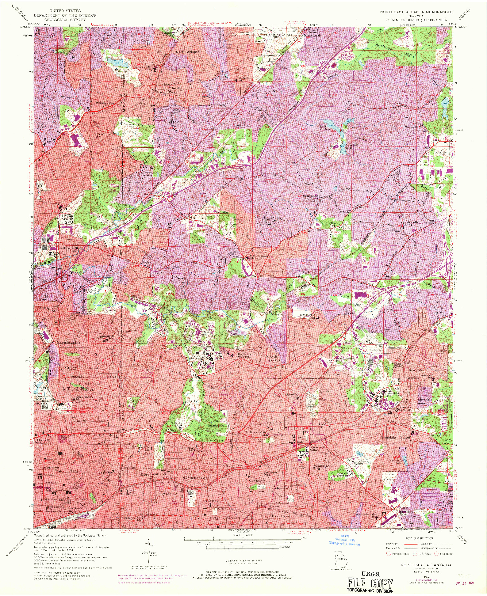 USGS 1:24000-SCALE QUADRANGLE FOR NORTHEAST ATLANTA, GA 1954