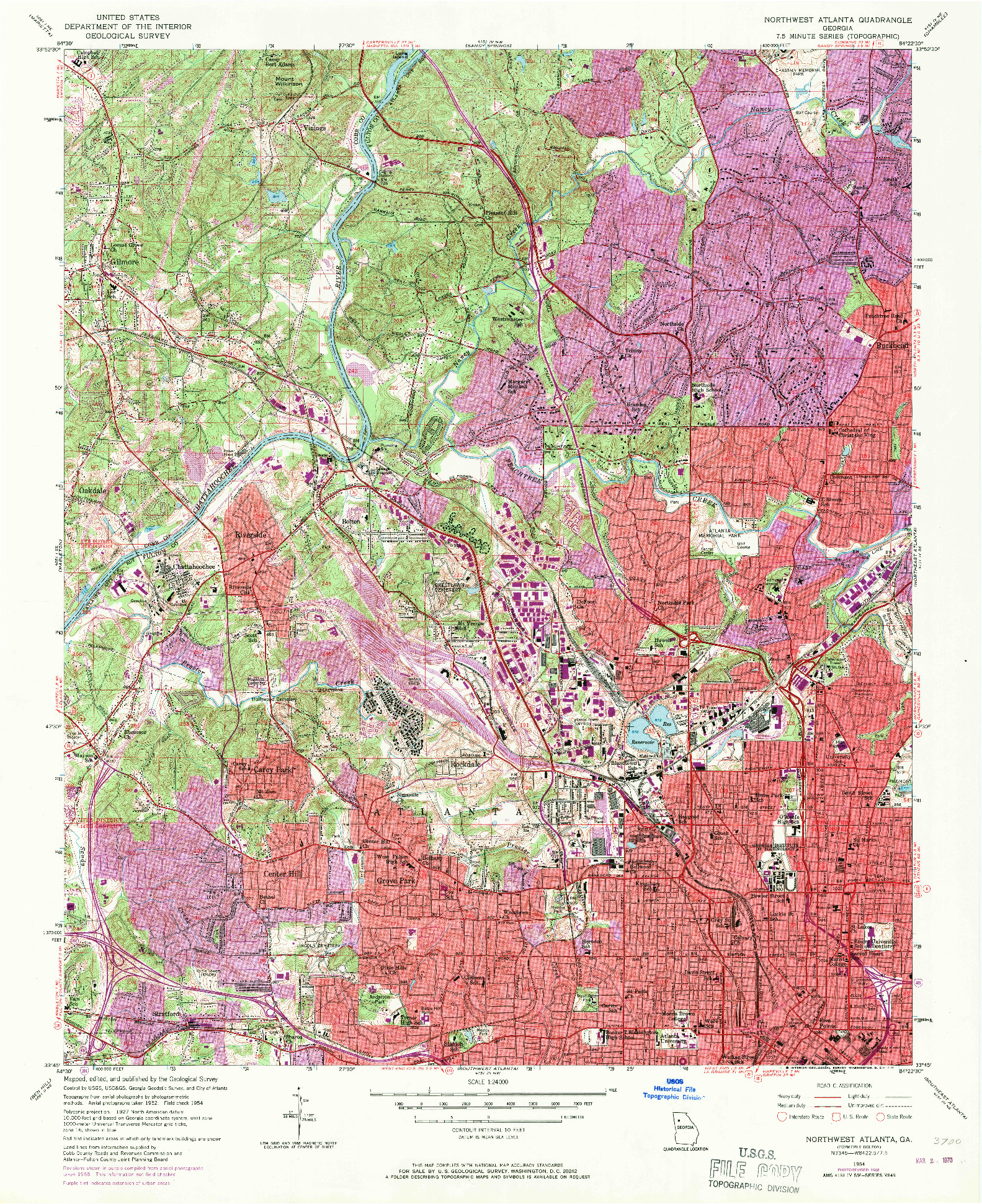 USGS 1:24000-SCALE QUADRANGLE FOR NORTHWEST ATLANTA, GA 1954